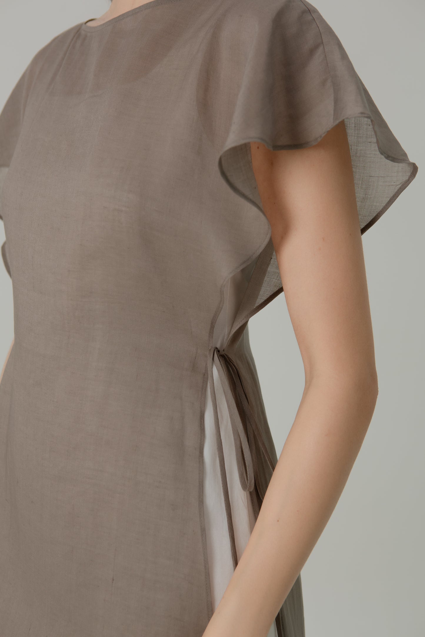 Aire Layered Tea Dress - Taupe