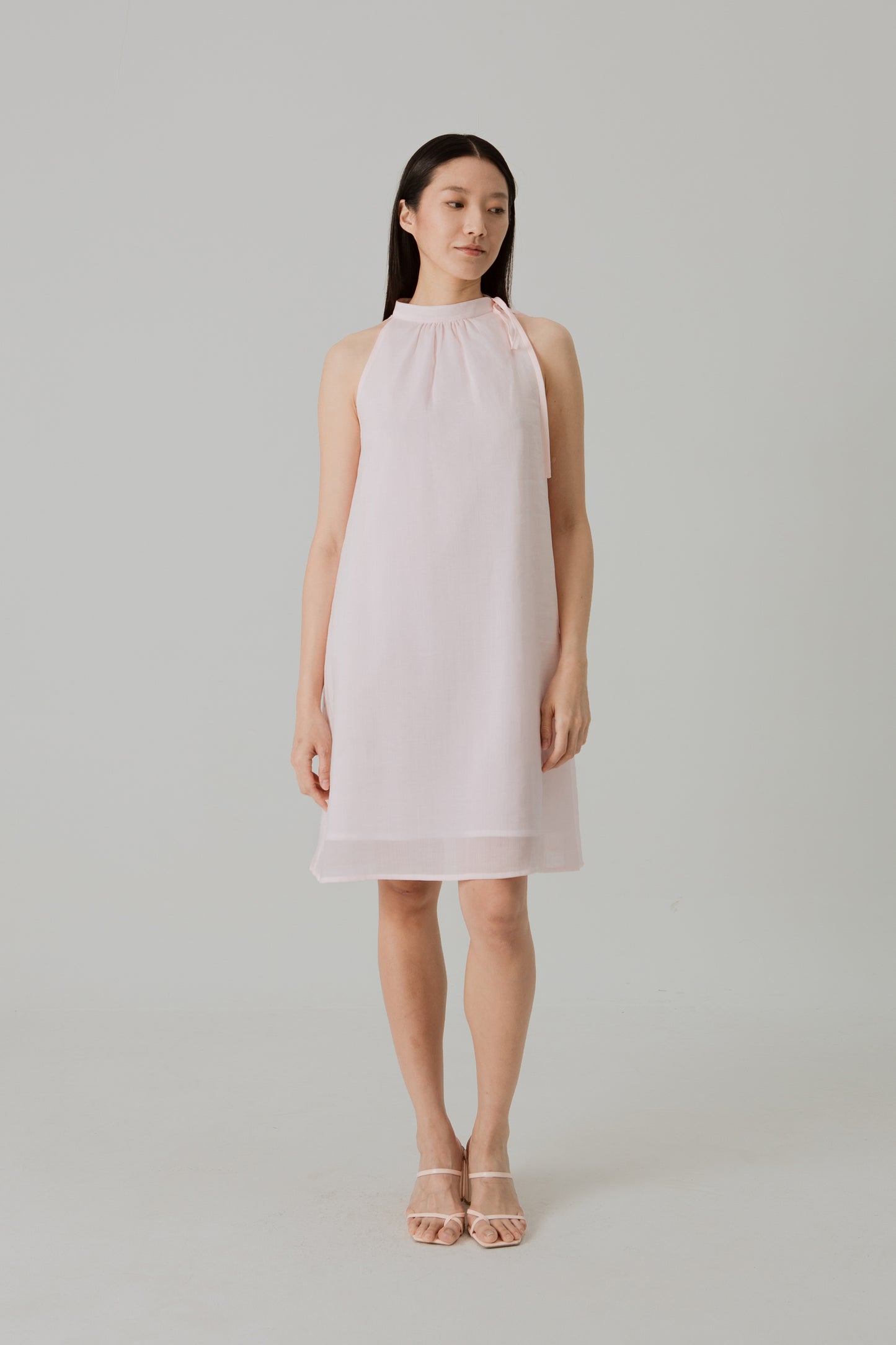 Aire Mini Dress with Stand Collar - Pink Blossom