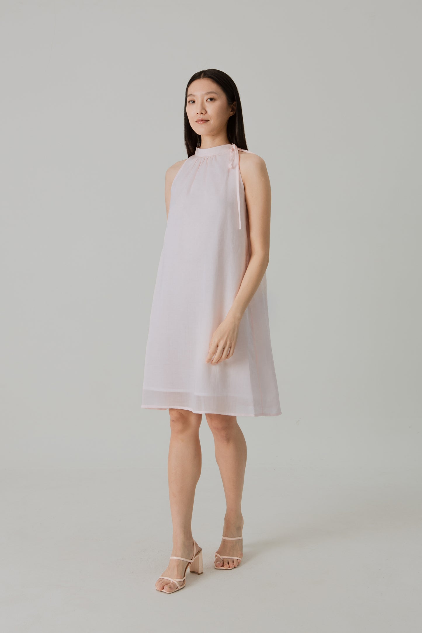 Aire Mini Dress with Stand Collar - Pink Blossom