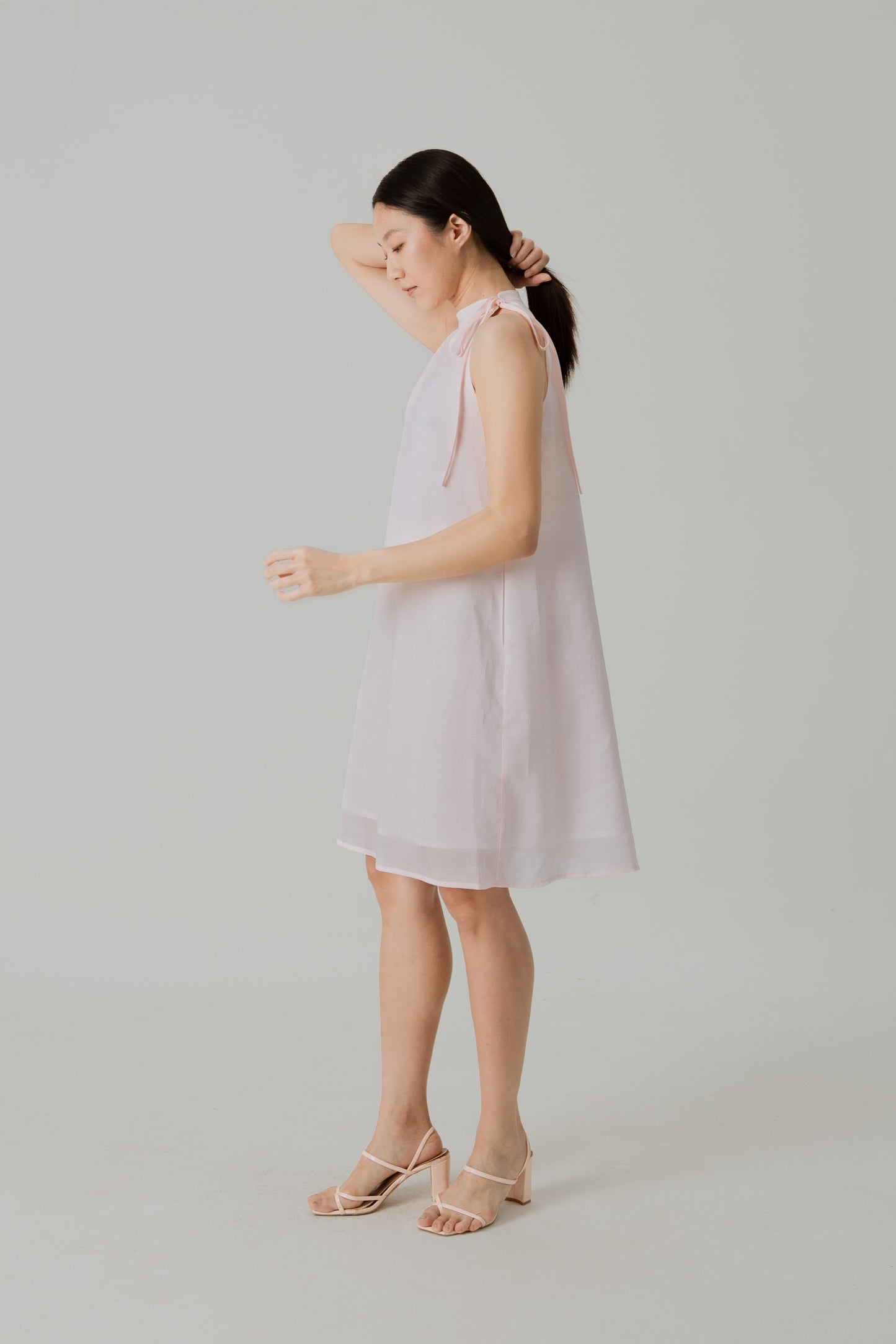 Aire Mini Dress with Stand Collar - Pink Blossom