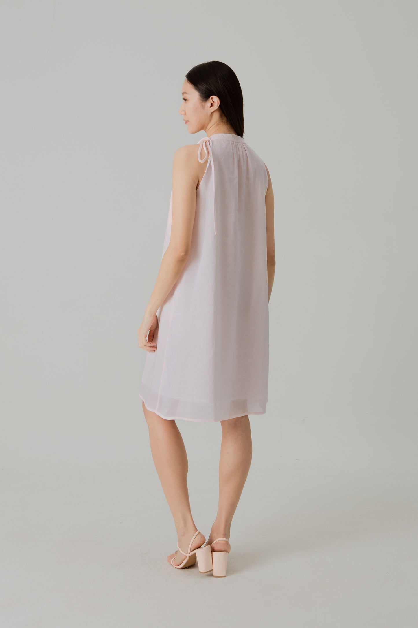 Aire Mini Dress with Stand Collar - Pink Blossom