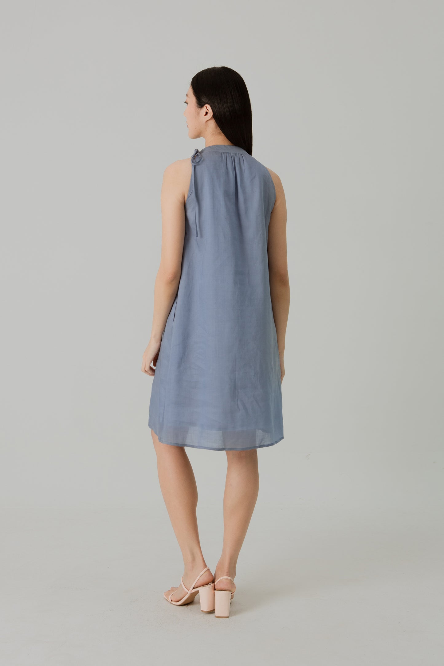 Aire Mini Dress with Stand Collar - Sky