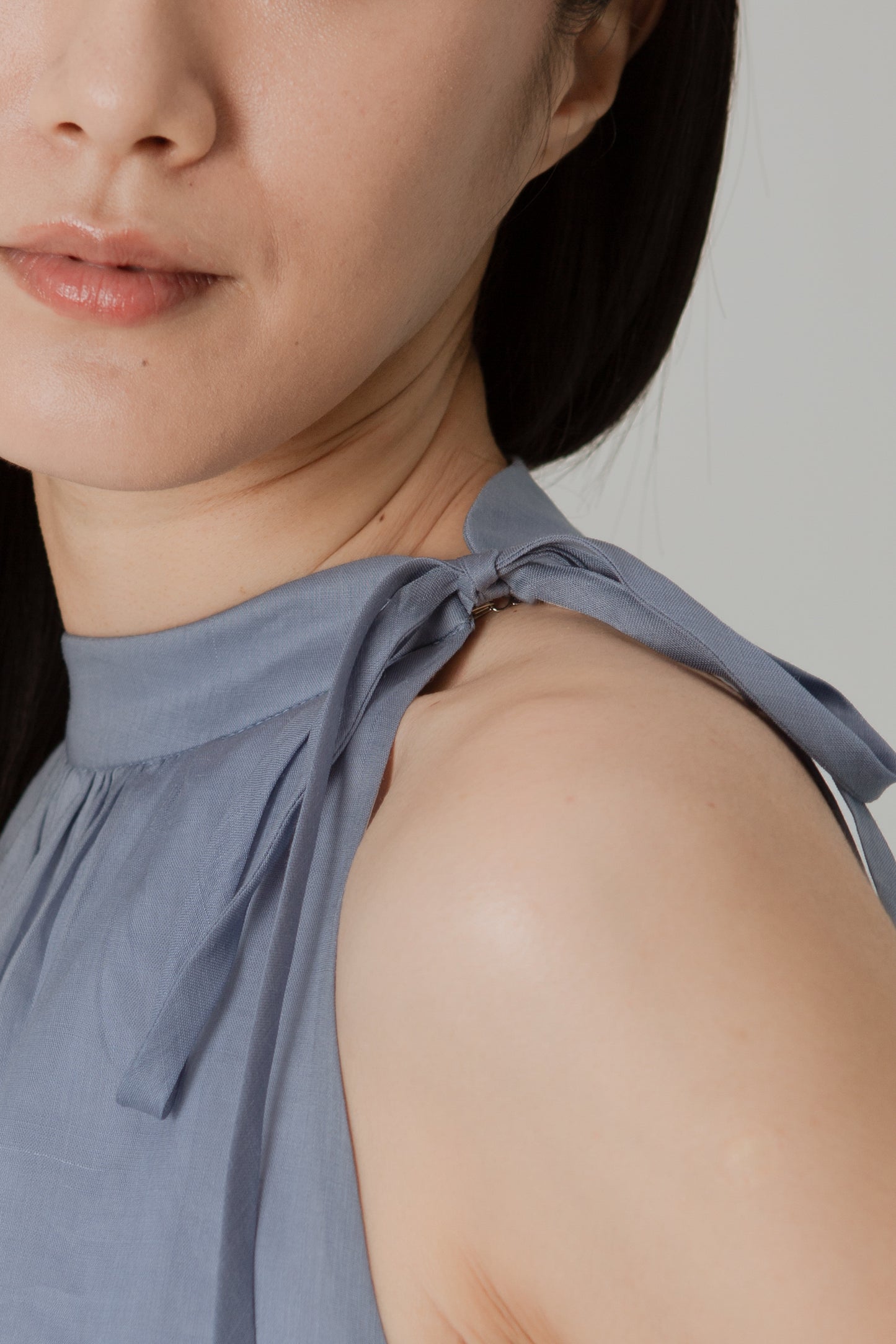 Aire Mini Dress with Stand Collar - Sky