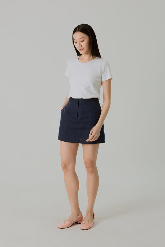 Mini A-Line Skorts in Linen - Midnight