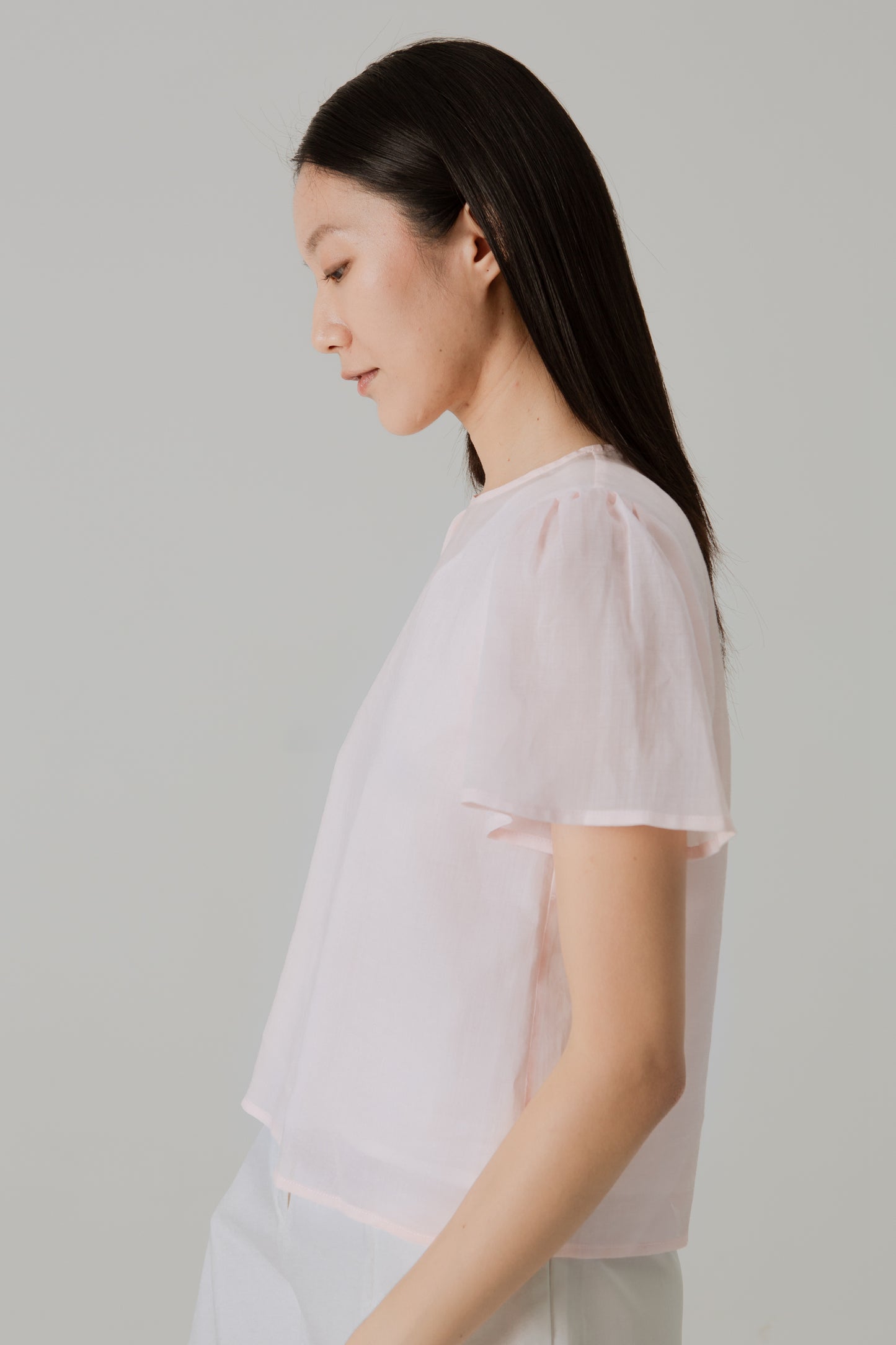 Aire Blouse with Flutter Sleeves - Pink Blossom