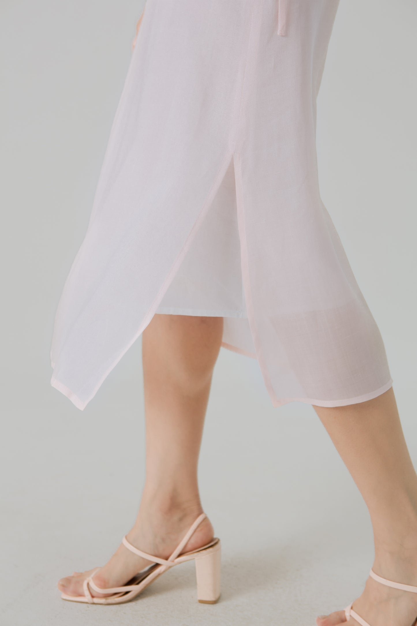 Aire Midi Skirt with Tie-Ribbon - Pink Blossom