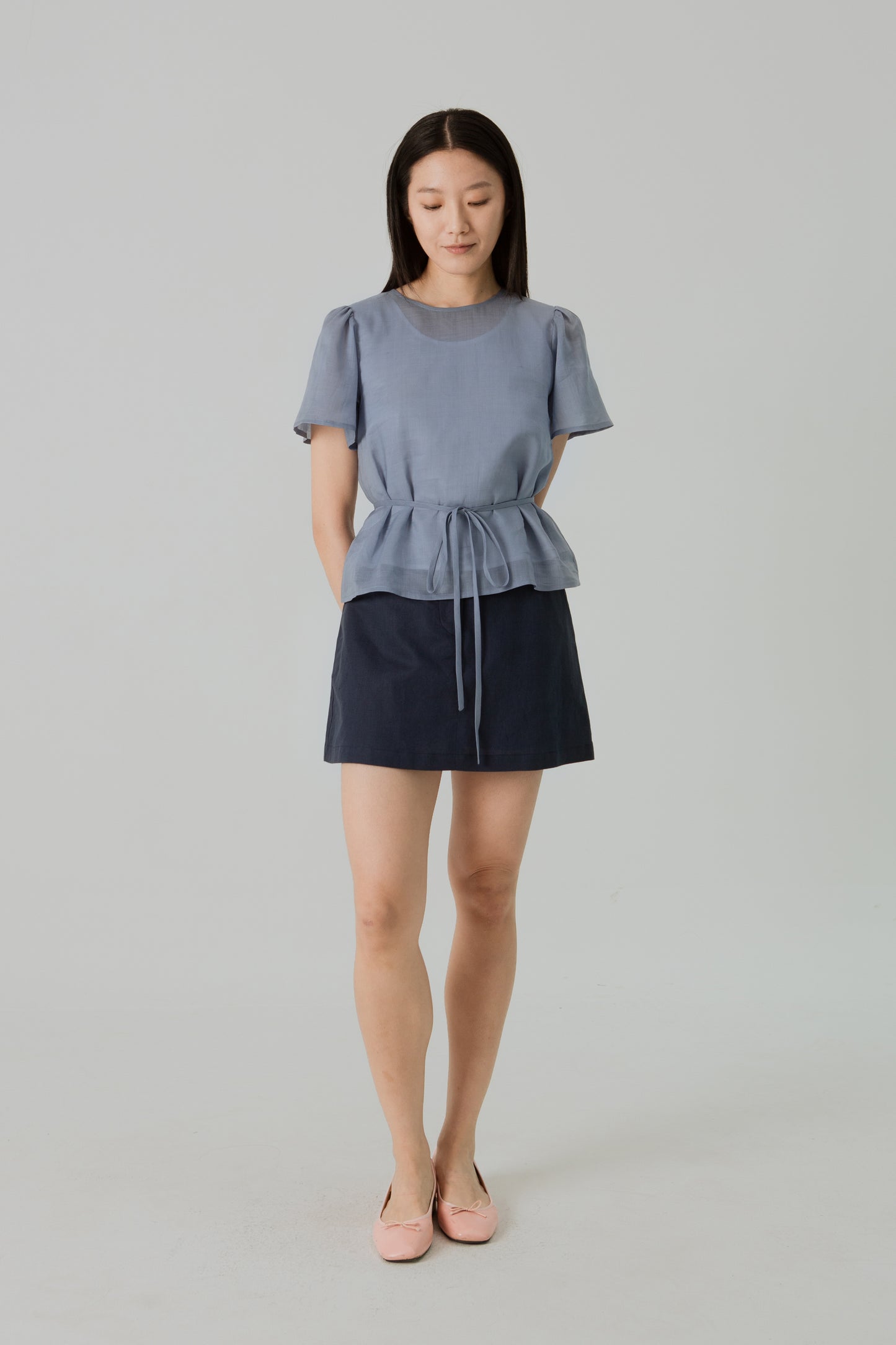 Mini A-Line Skorts in Linen - Midnight