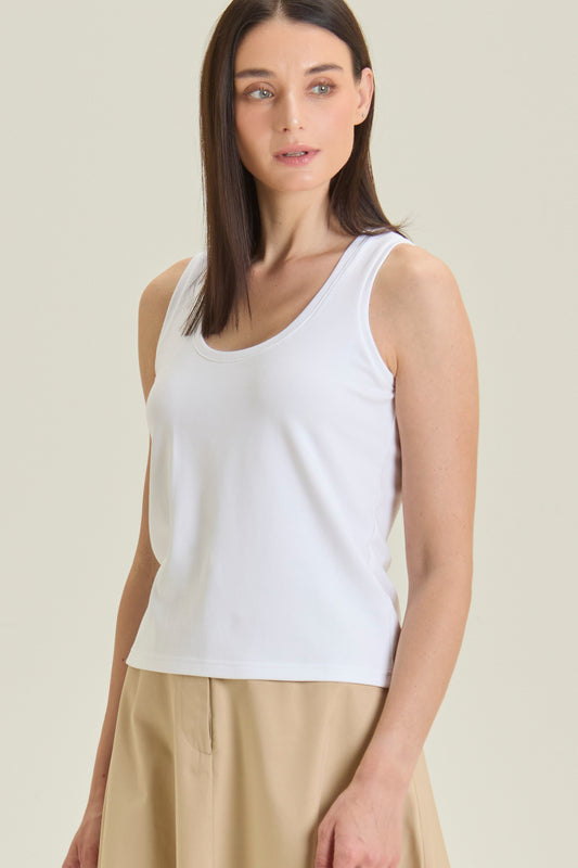 City Tank, Scoop Neck - White