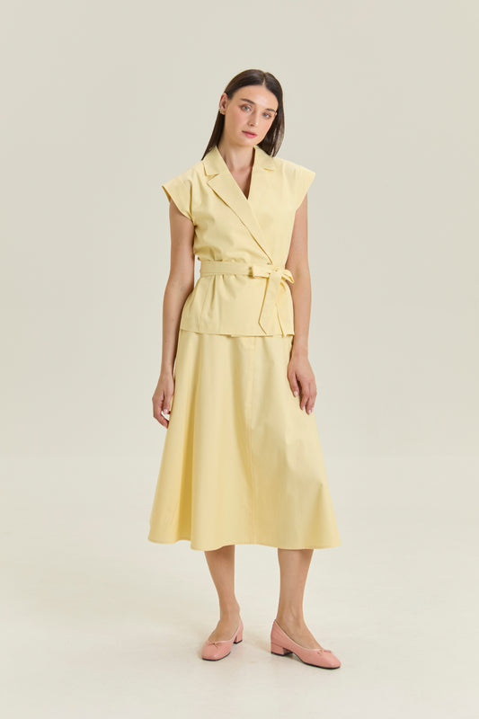 Tailored Wrap Vest Blouse - Butter
