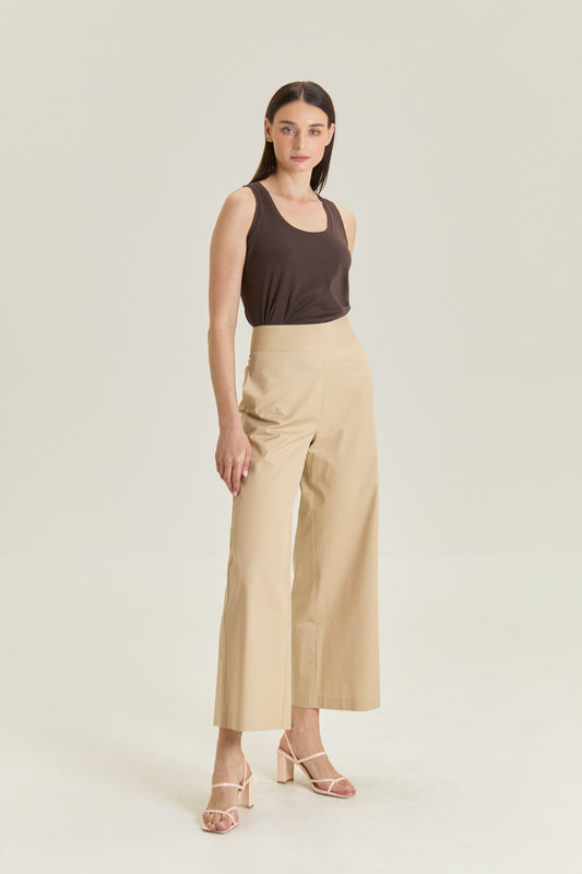Tailored Straight Full-Length Trousers - Khaki