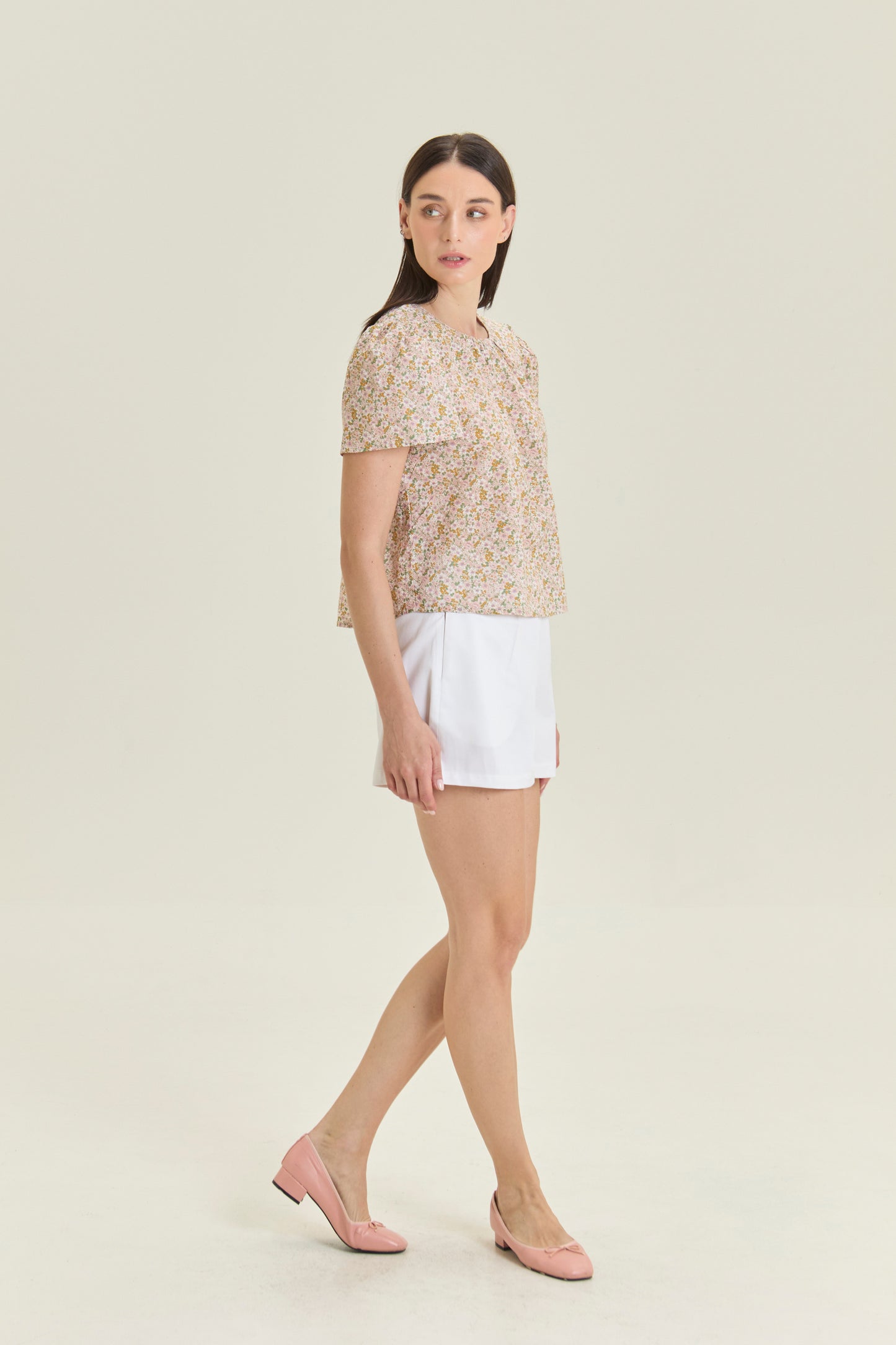 Weekend Gathered Blouse - Blush Garden