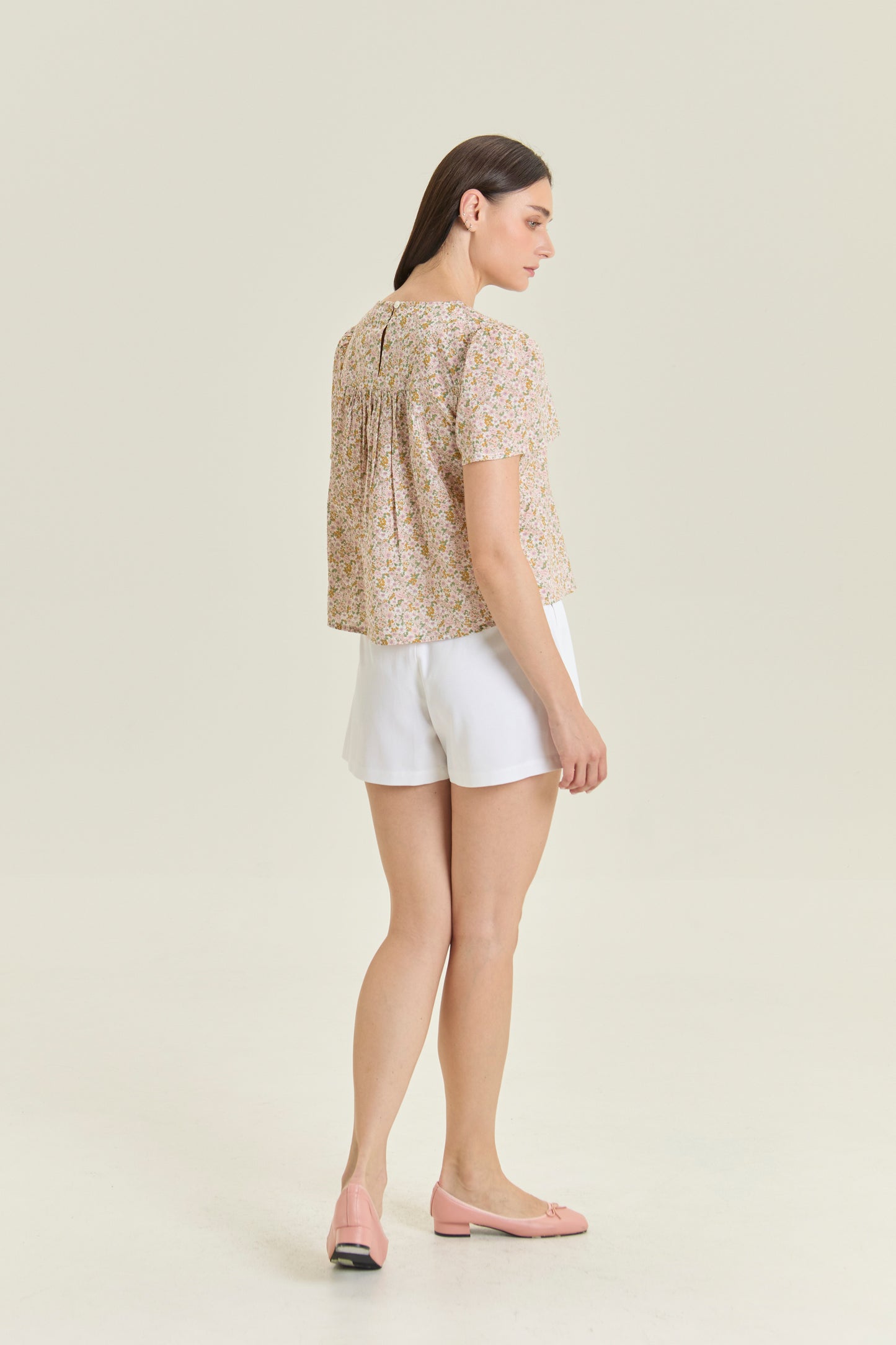 Weekend Gathered Blouse - Blush Garden