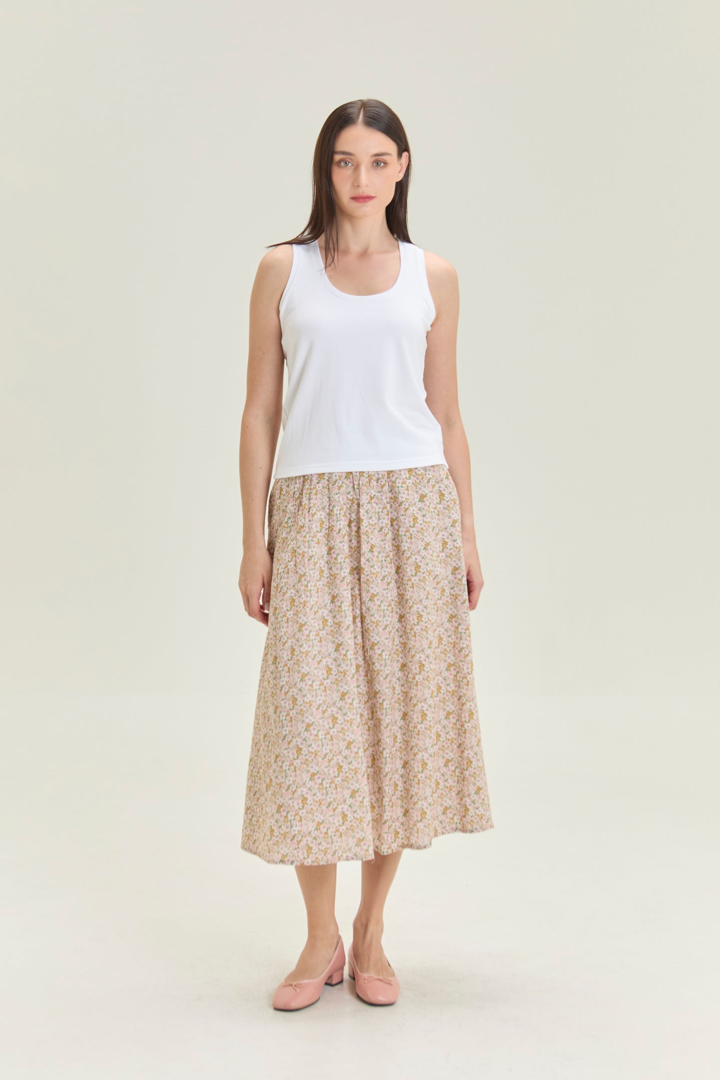 Tea Skirt with Gathers - Blush Garden