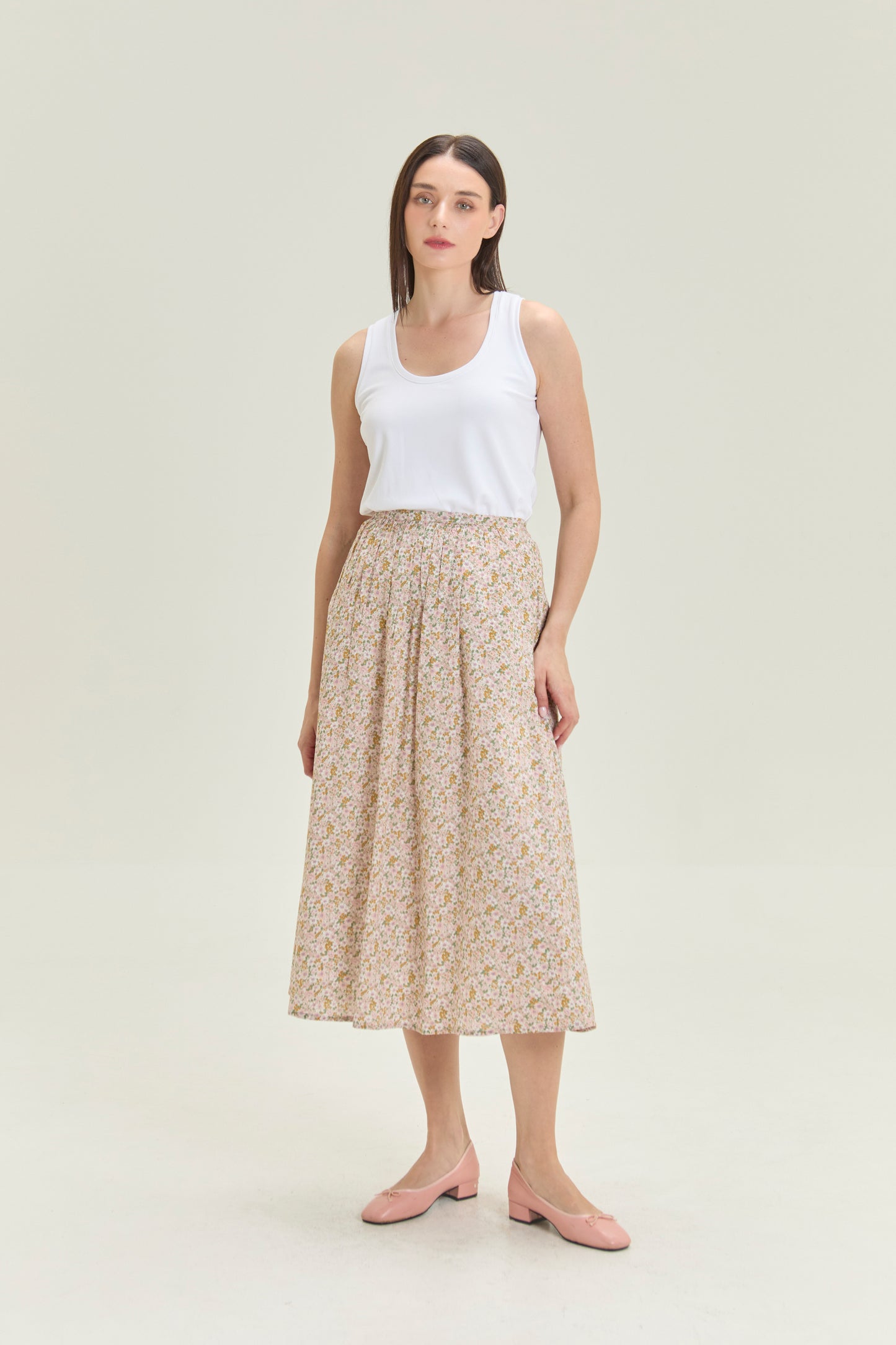 Tea Skirt with Gathers - Blush Garden