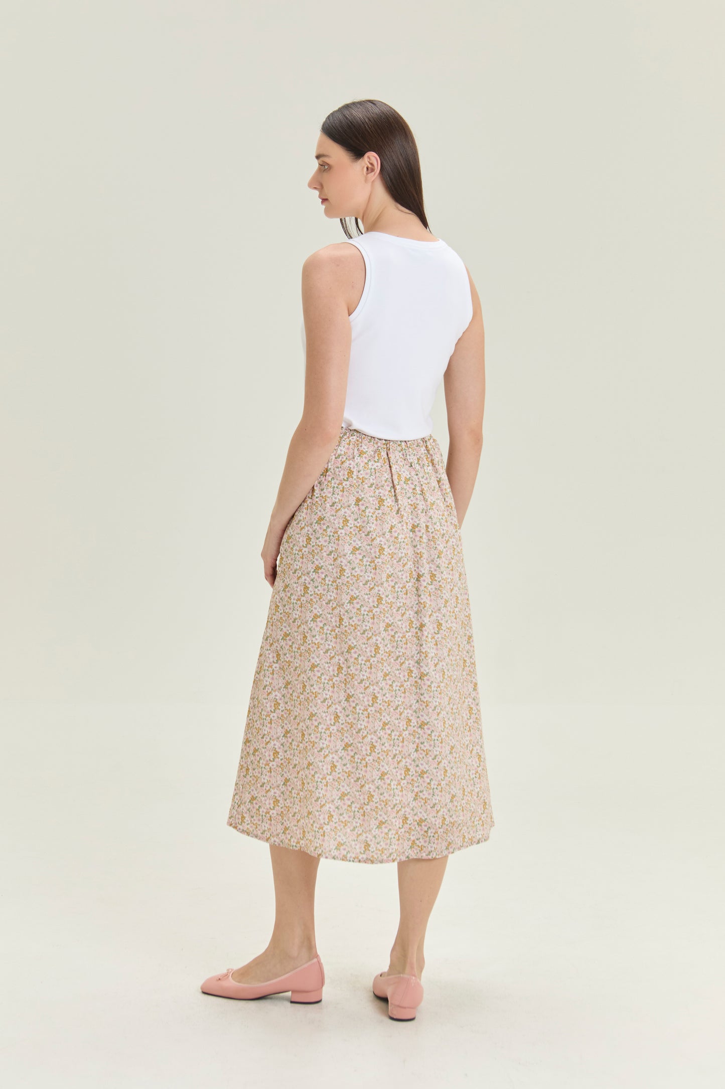 Tea Skirt with Gathers - Blush Garden