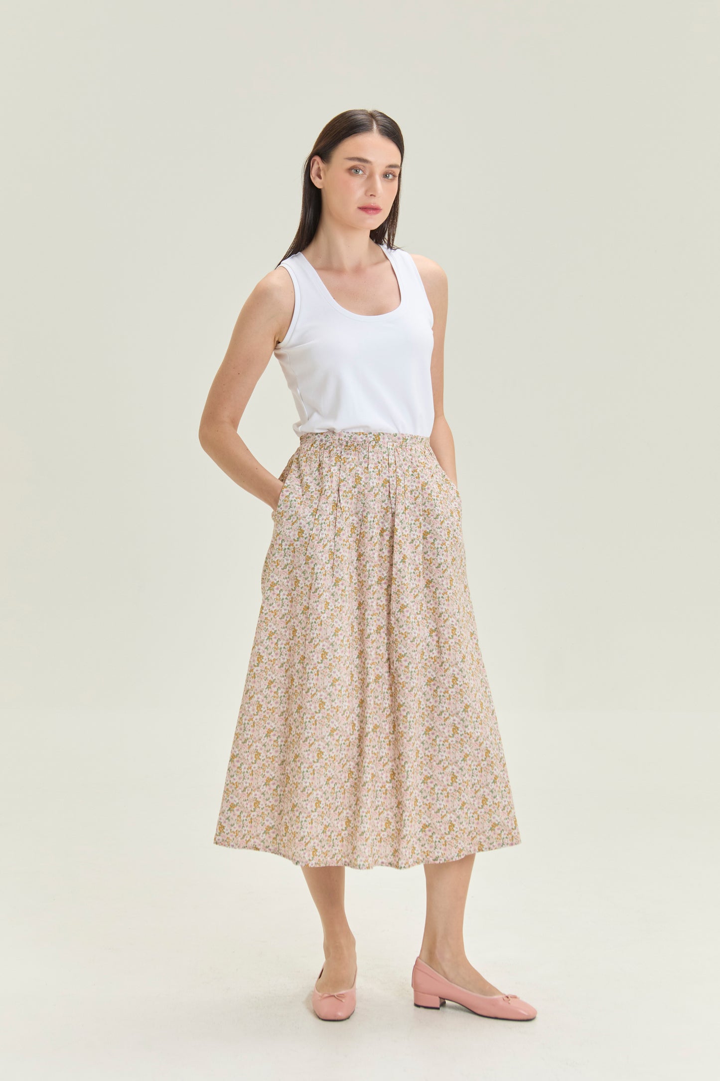 Tea Skirt with Gathers - Blush Garden