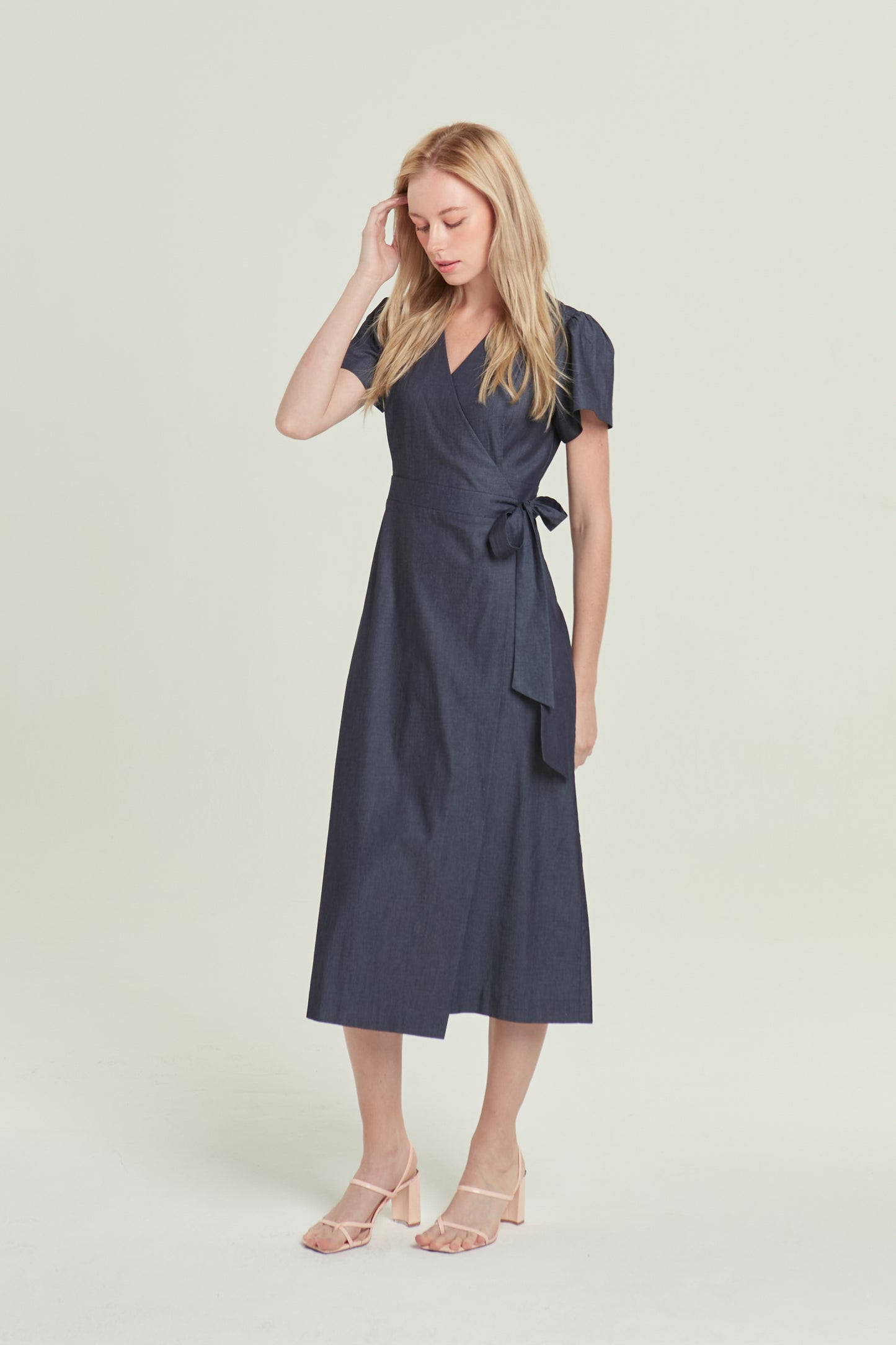 Denim Wrap Dress - Dark Wash