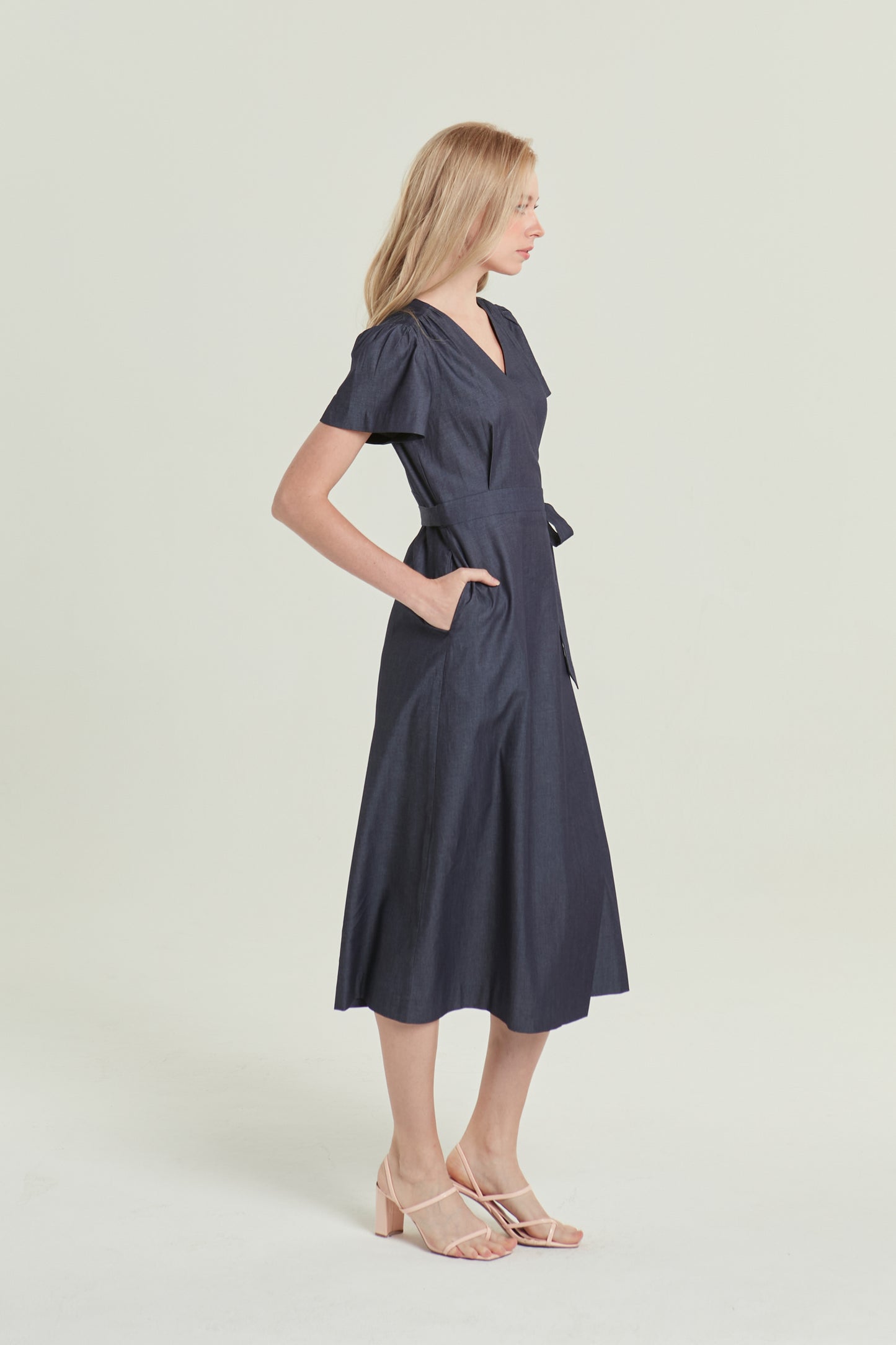 Denim Wrap Dress - Dark Wash