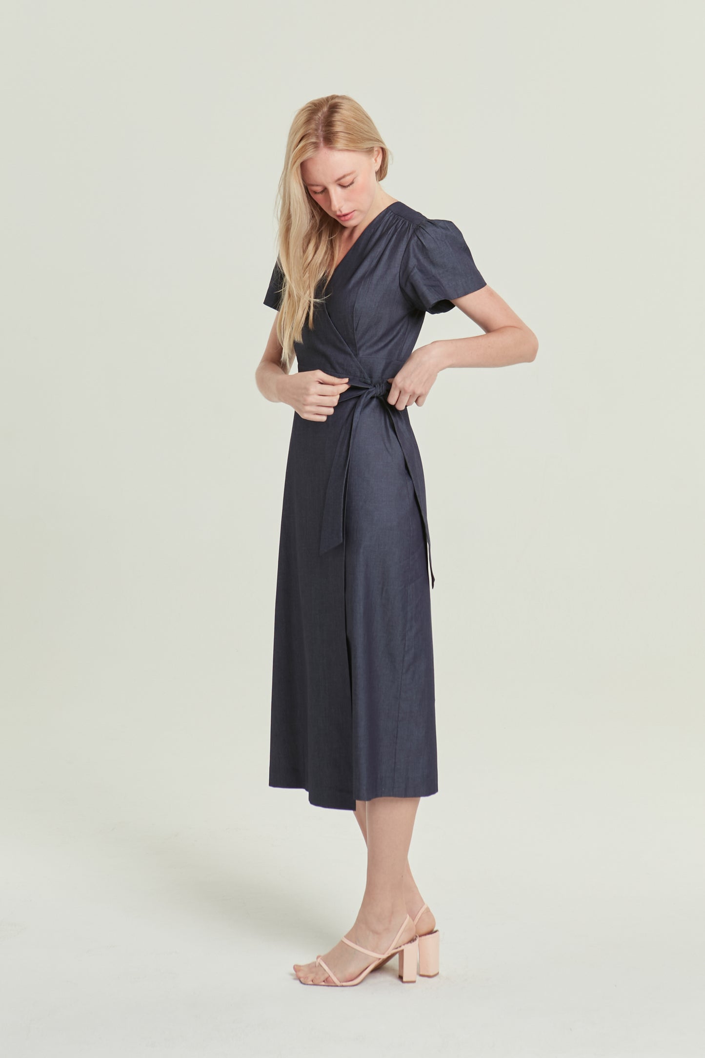 Denim Wrap Dress - Dark Wash