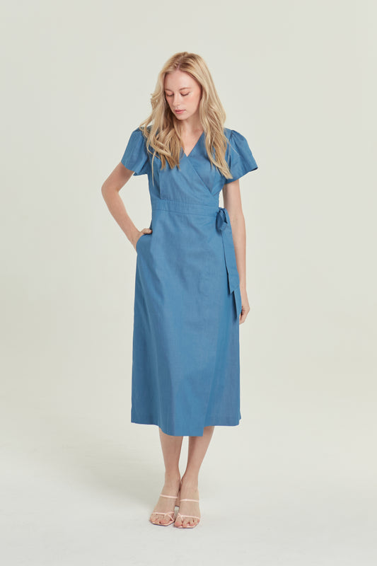 Denim Wrap Dress - Light Wash