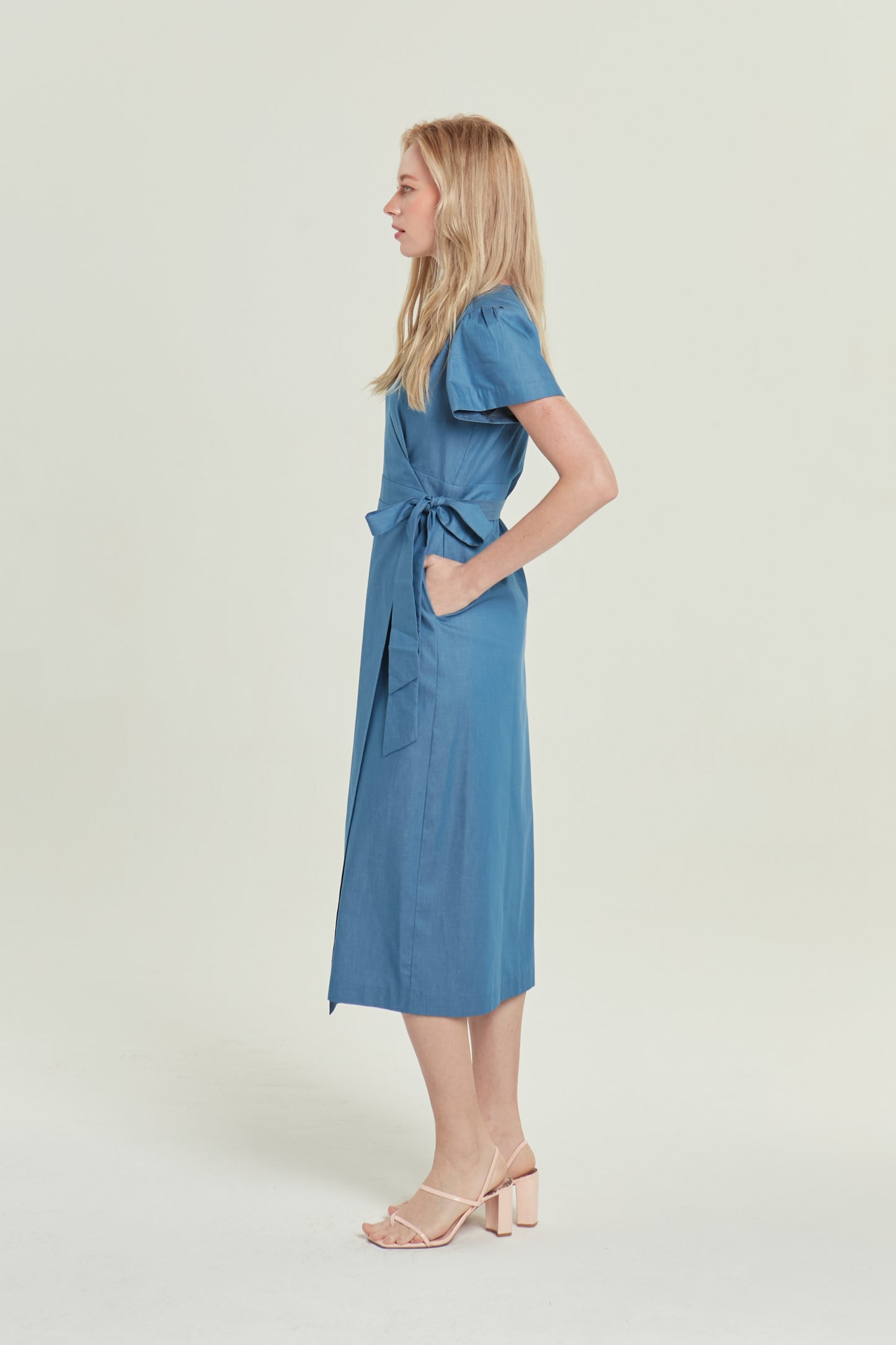 Denim Wrap Dress - Light Wash