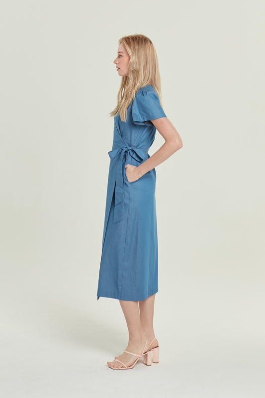 Denim Wrap Dress - Light Wash