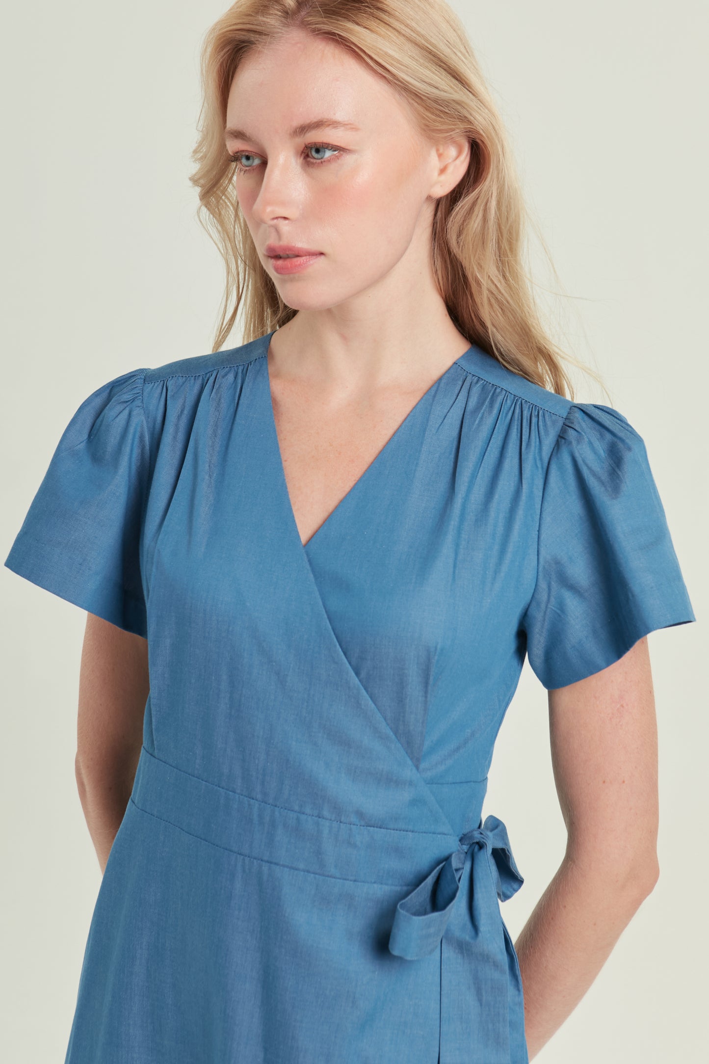 Denim Wrap Dress - Light Wash