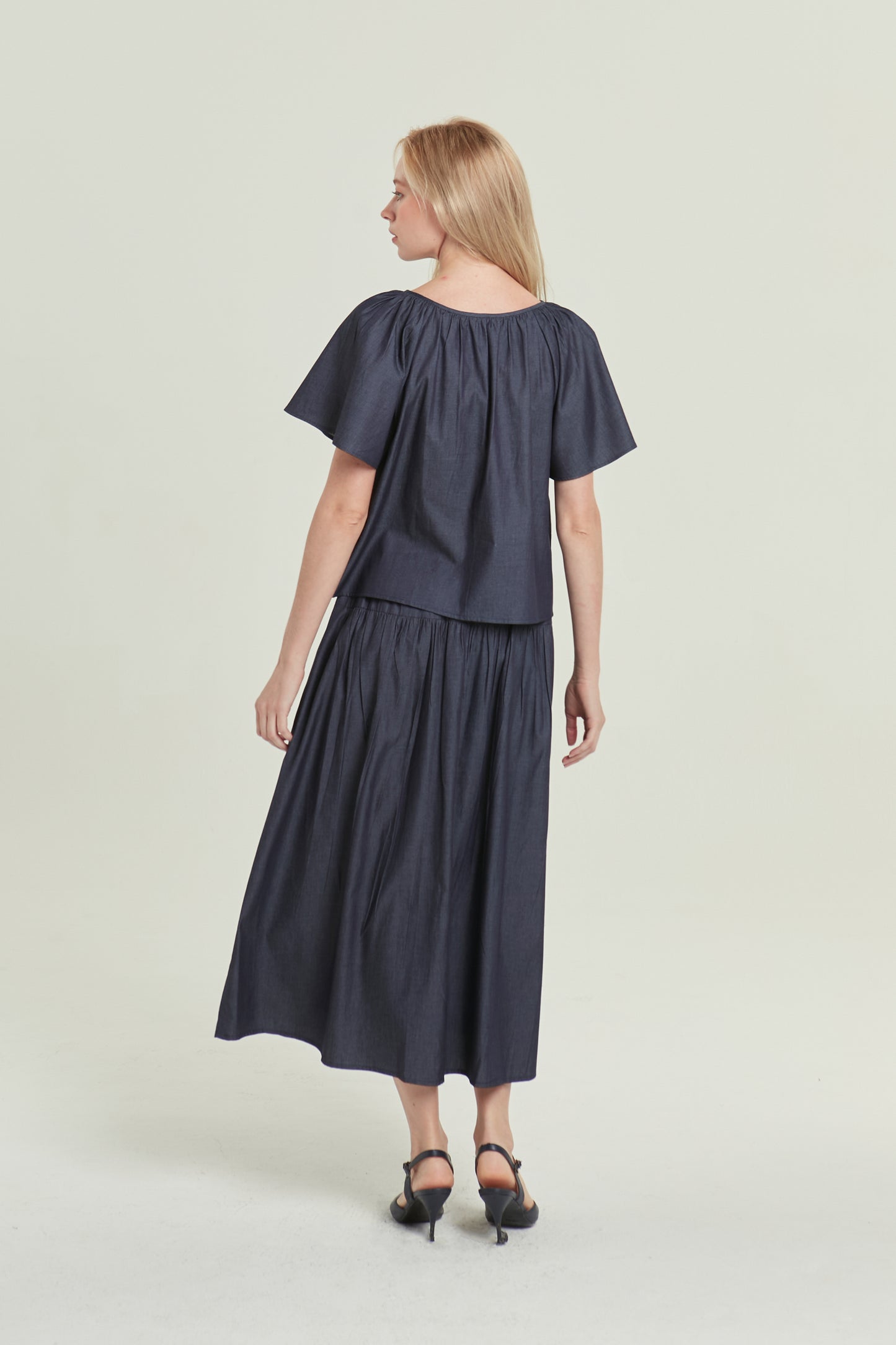 Denim Tiered Skirt - Dark Wash