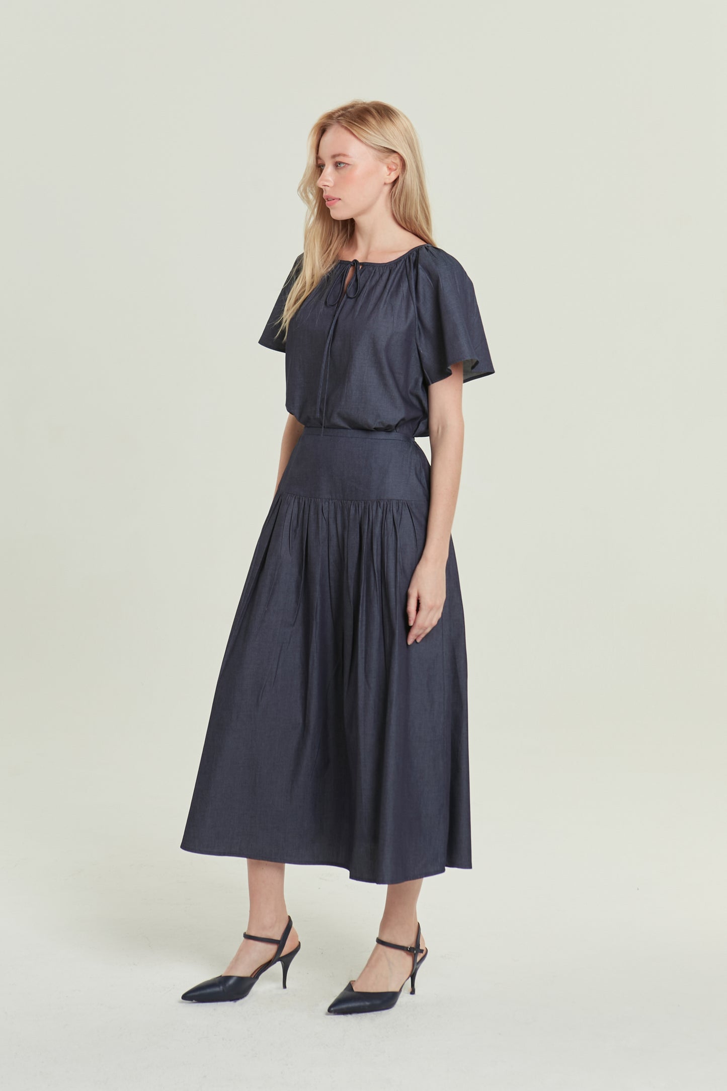 Denim Tiered Skirt - Dark Wash