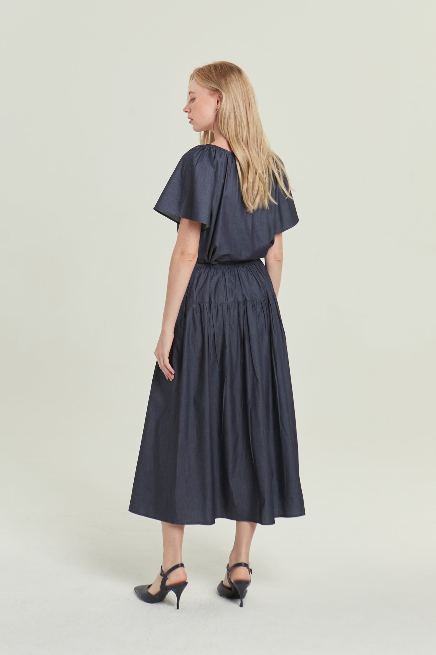 Denim Tiered Skirt - Dark Wash