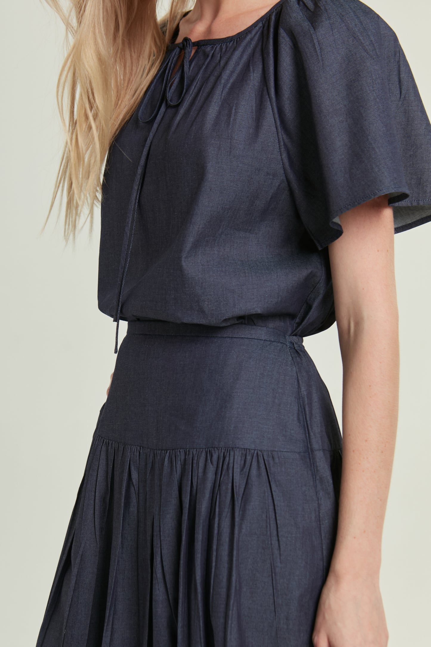 Denim Tiered Skirt - Dark Wash