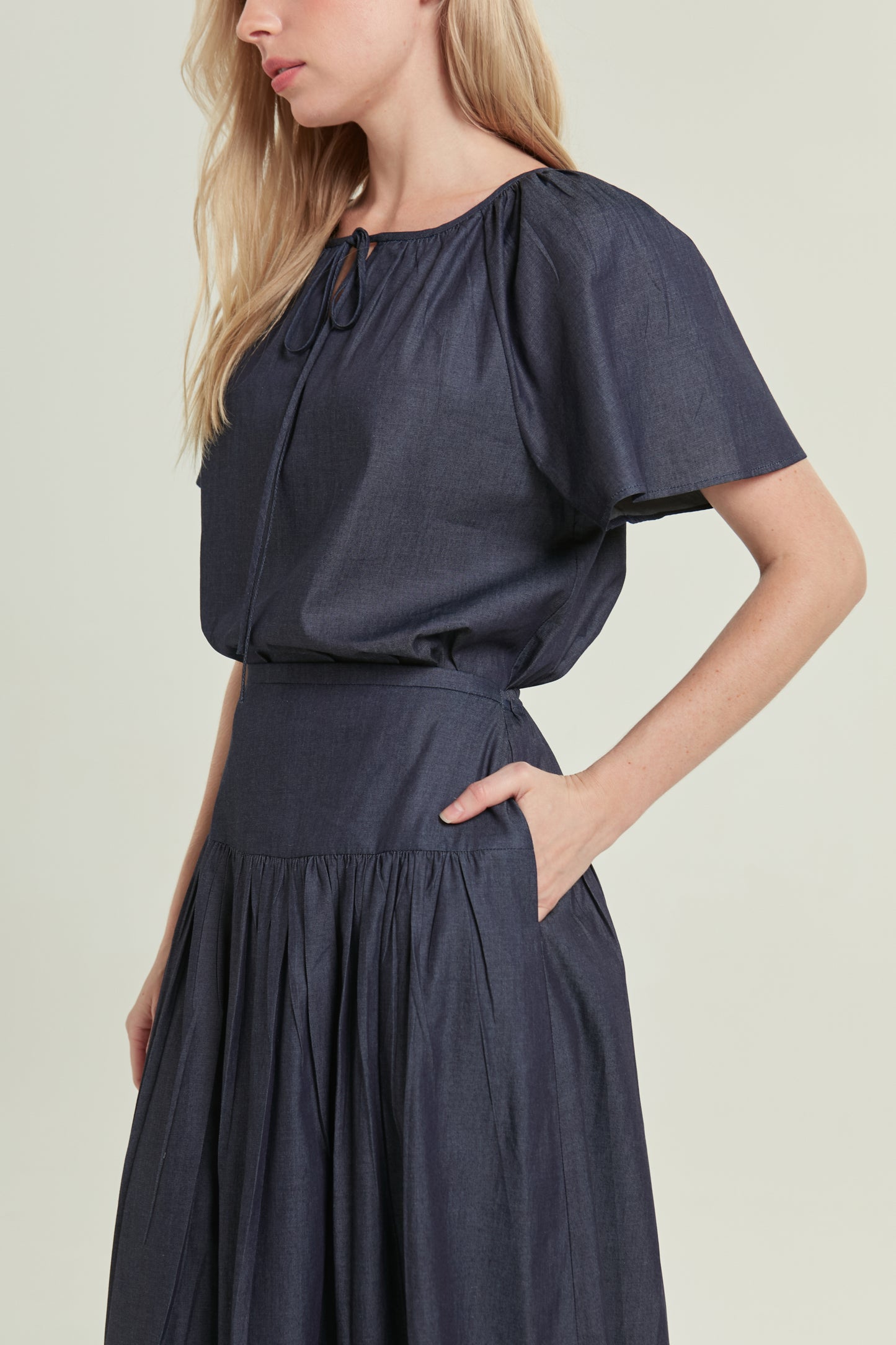 Denim Tiered Skirt - Dark Wash