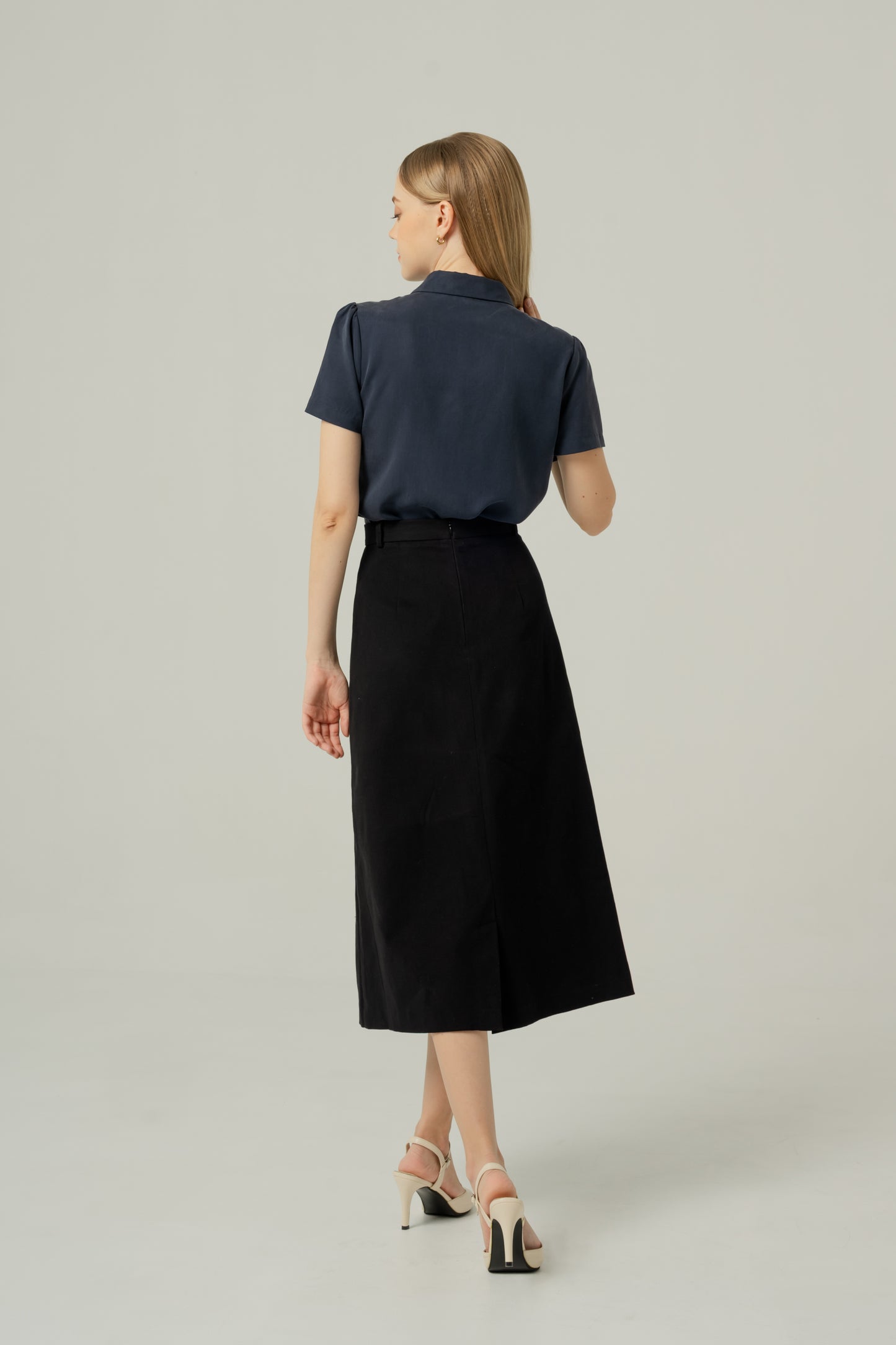 Signature Pintuck Blouse - Navy