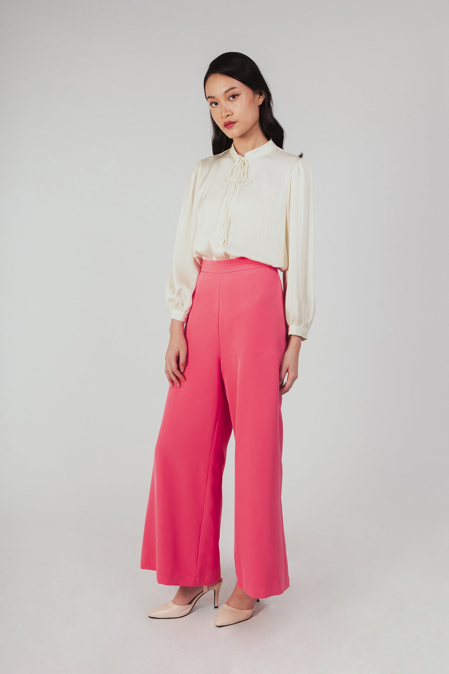 Palazzo Pants With Pleat Detail - Carnation