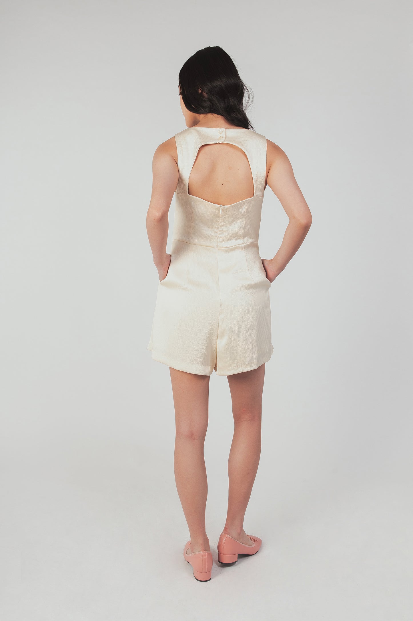 Romper With Cutout Detail - Pearl