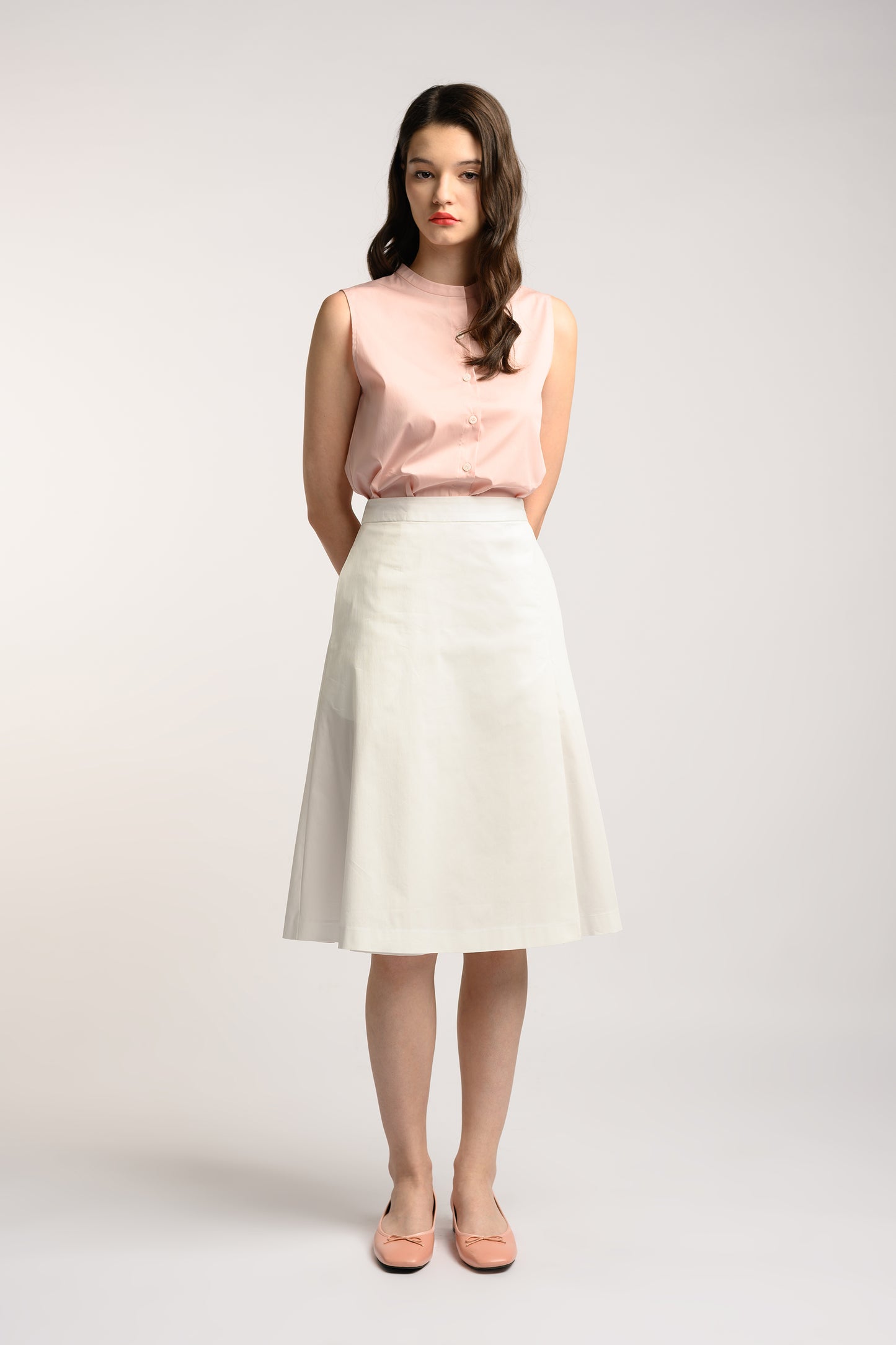 Midi Skirt With Fold Detail - White