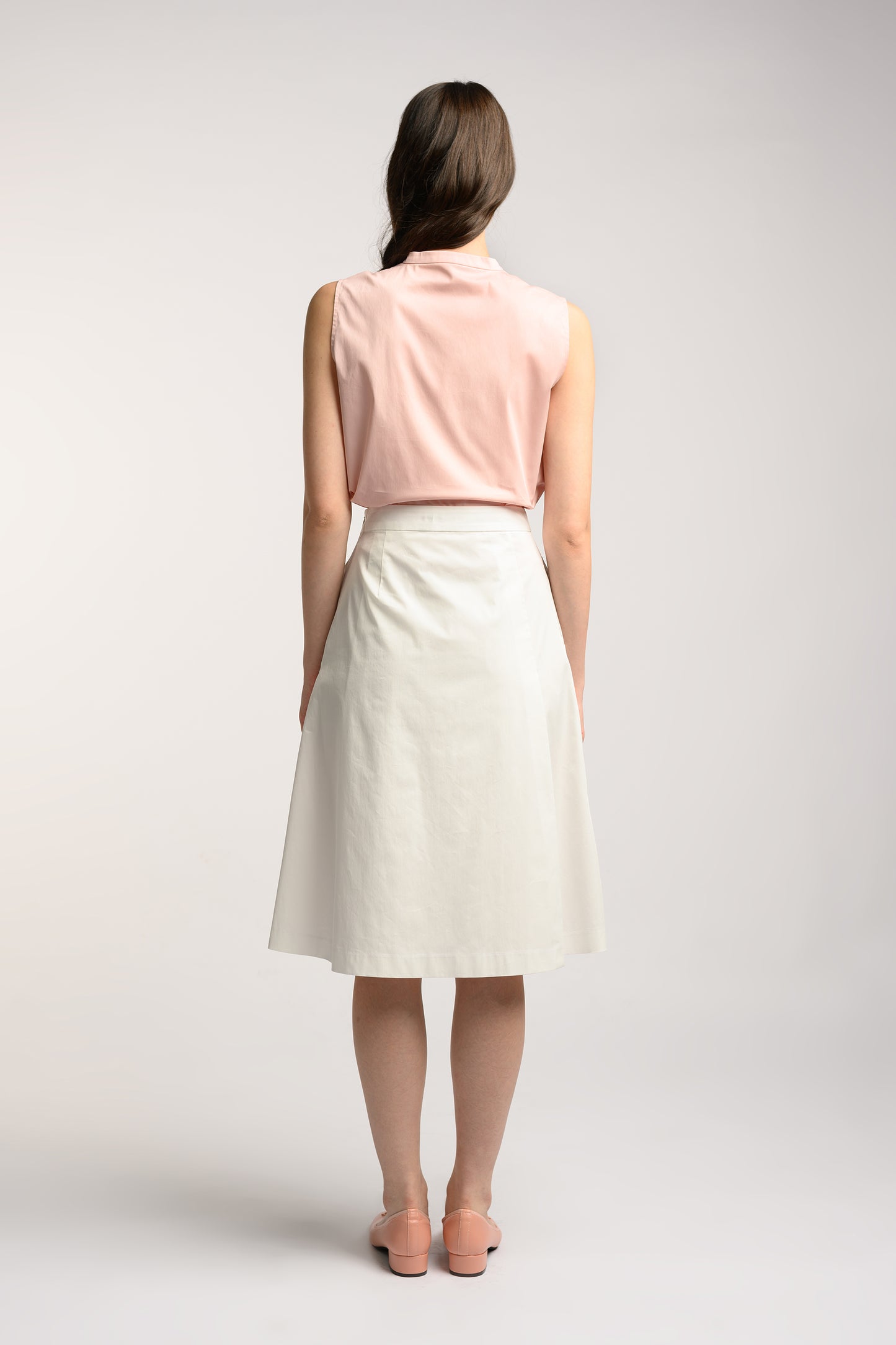 Midi Skirt With Fold Detail - White