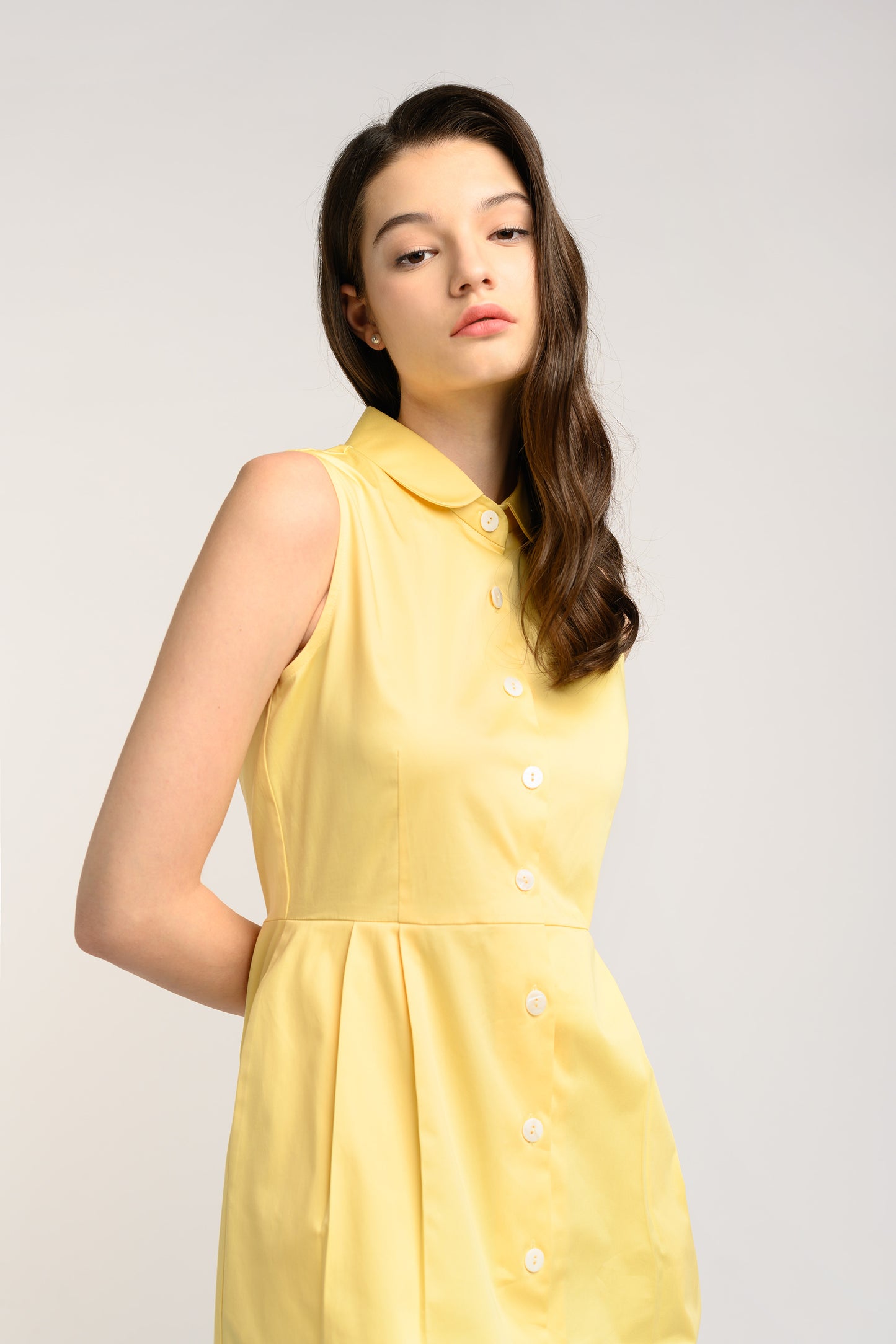 Cotton Midi Dress - Pale Yellow