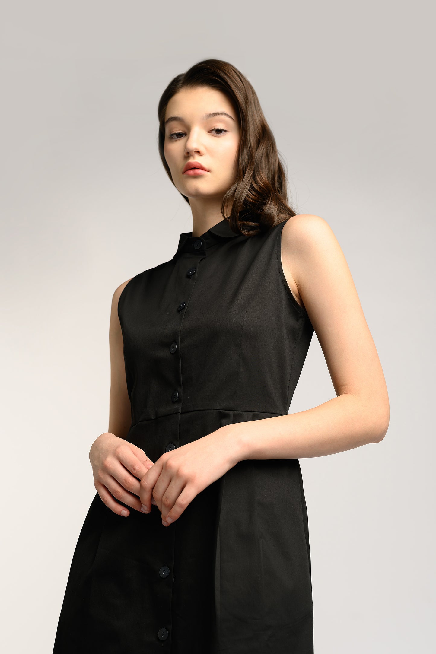 Cotton Midi Dress - Black