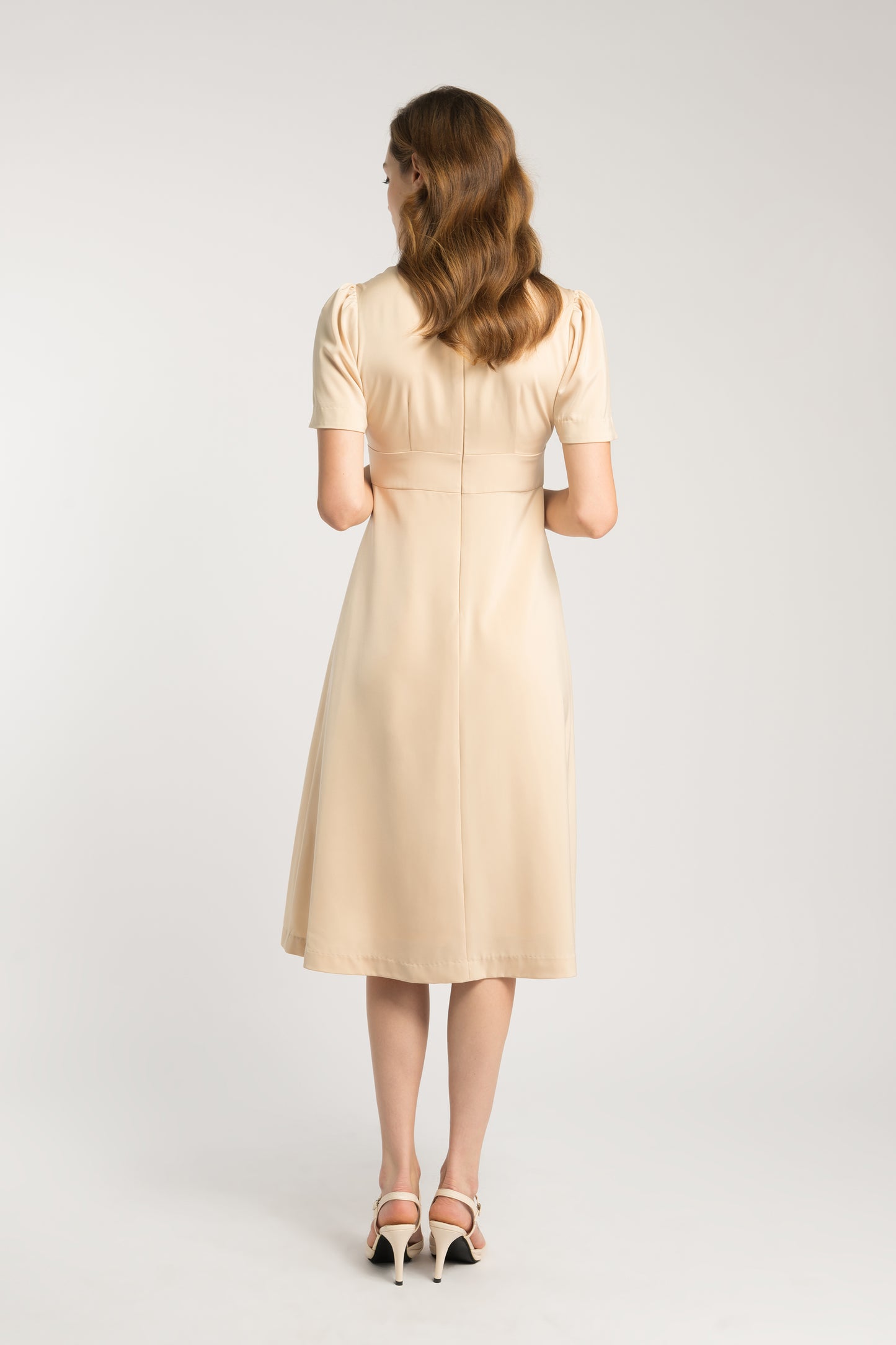 Dress With Gather Detail - Light Taupe