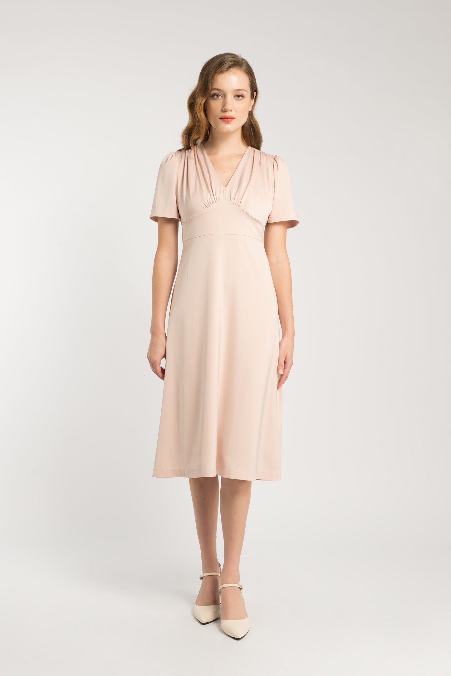 Dress With Gather Detail - Blush