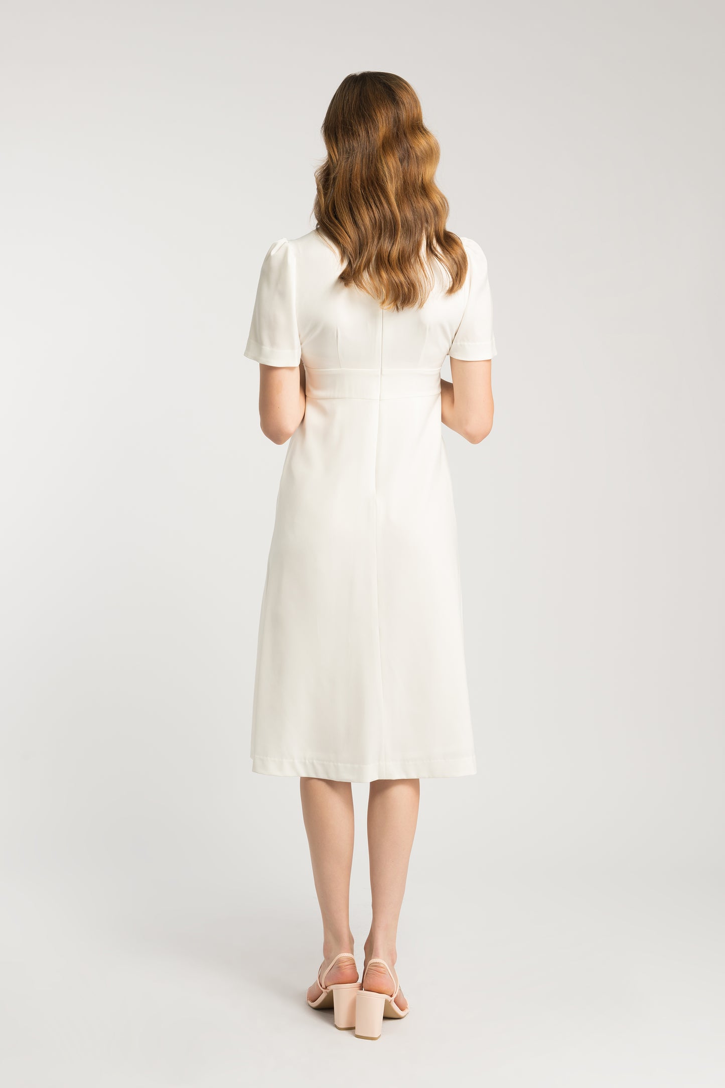 Dress With Gather Detail - White