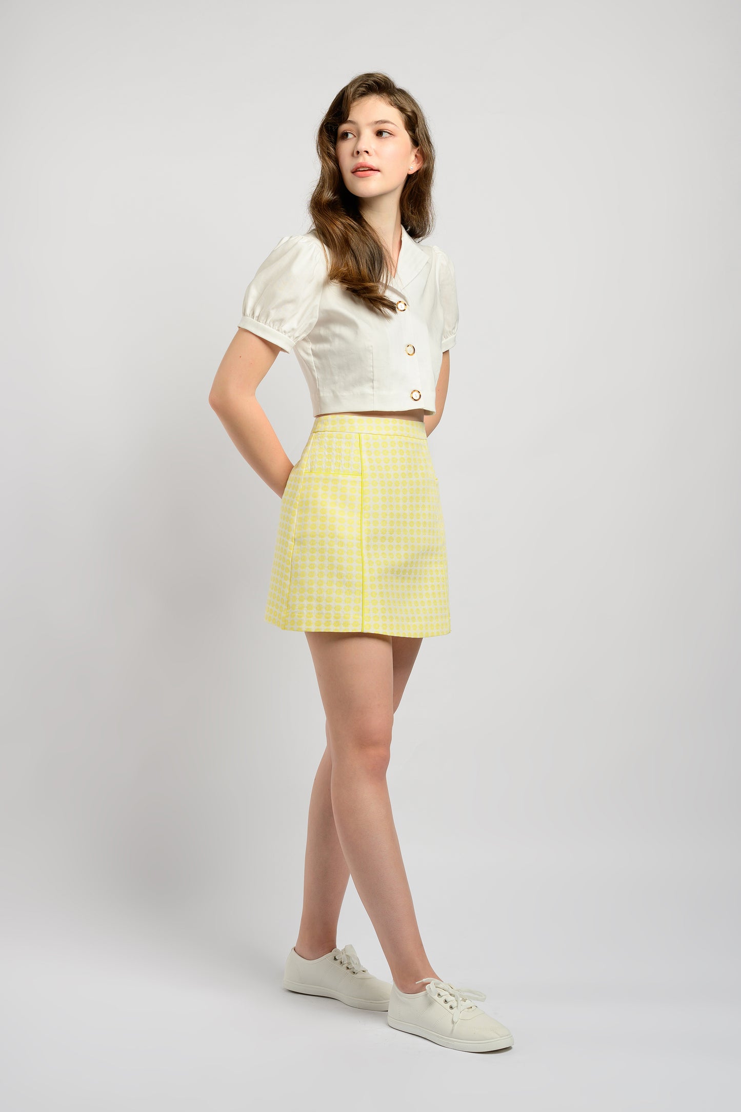 A-line Skirt with Slit Pockets - Canary Yellow
