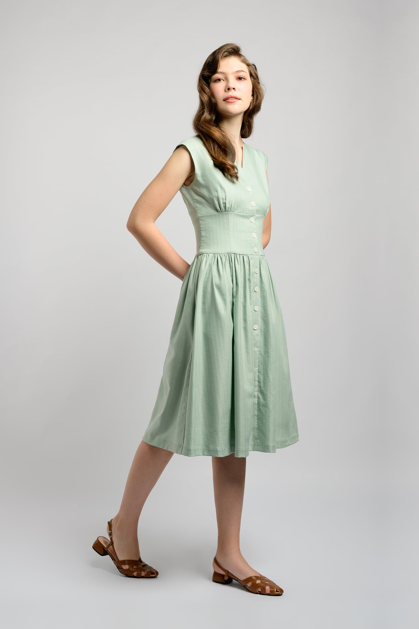 Buttoned-Down Tea Dress - Mint