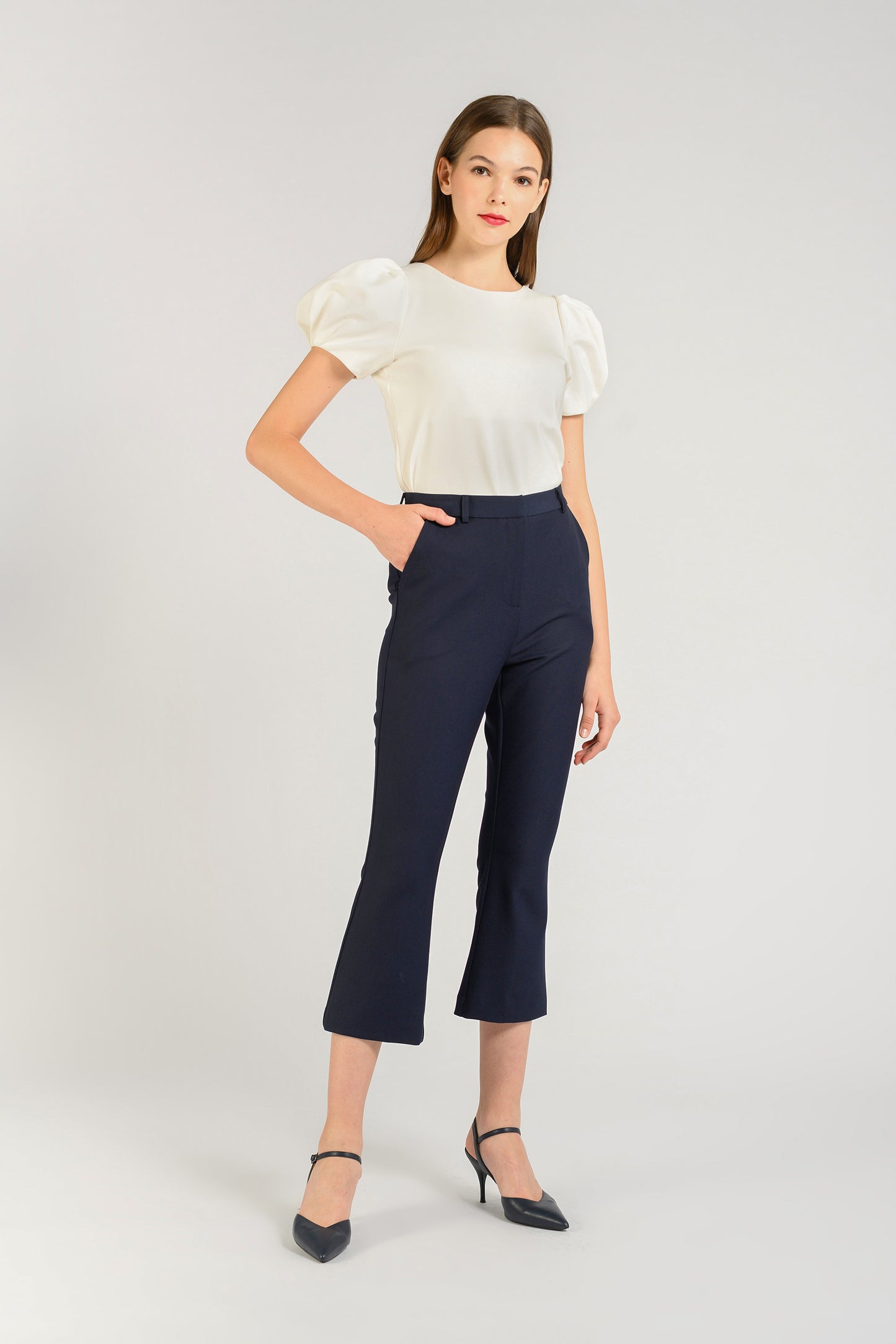 Pants With Mini Flare - Navy