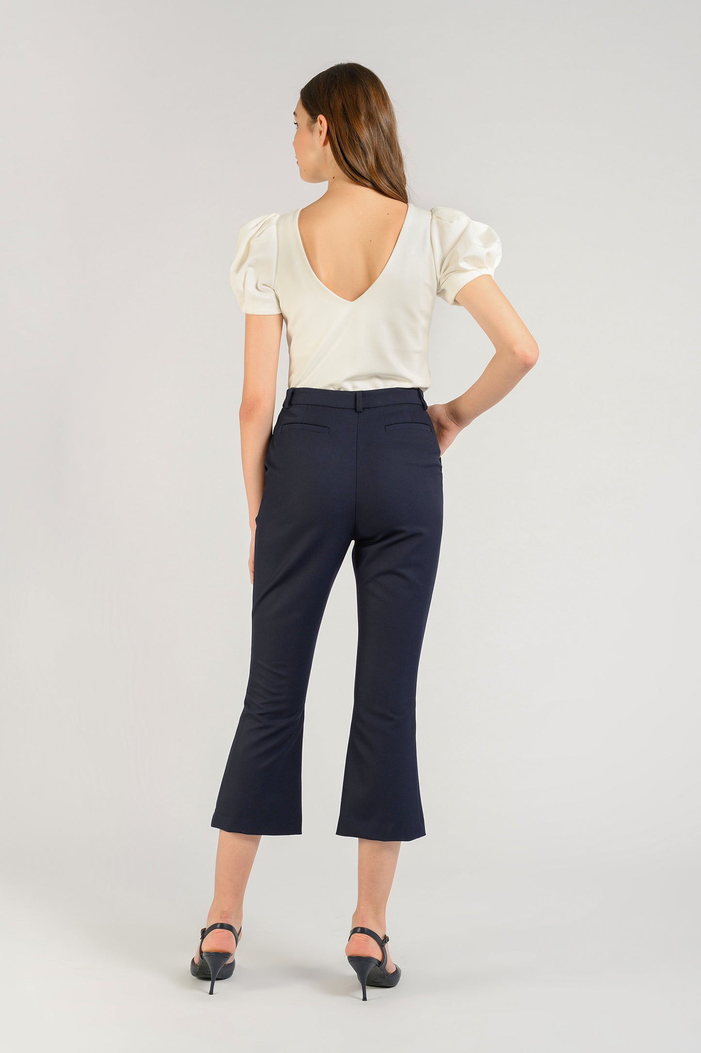Pants With Mini Flare - Navy