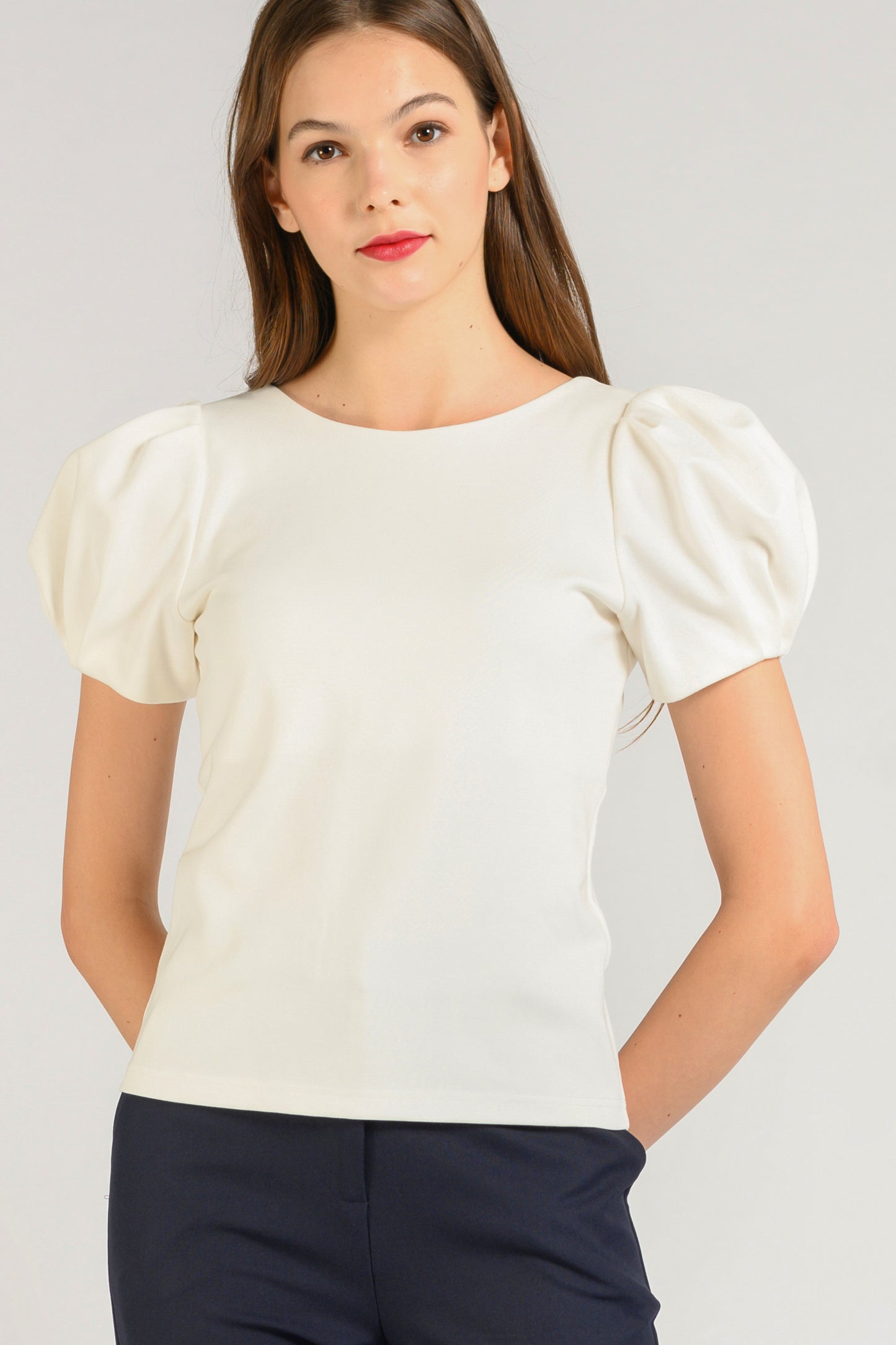 Puffed Sleeve Top - White