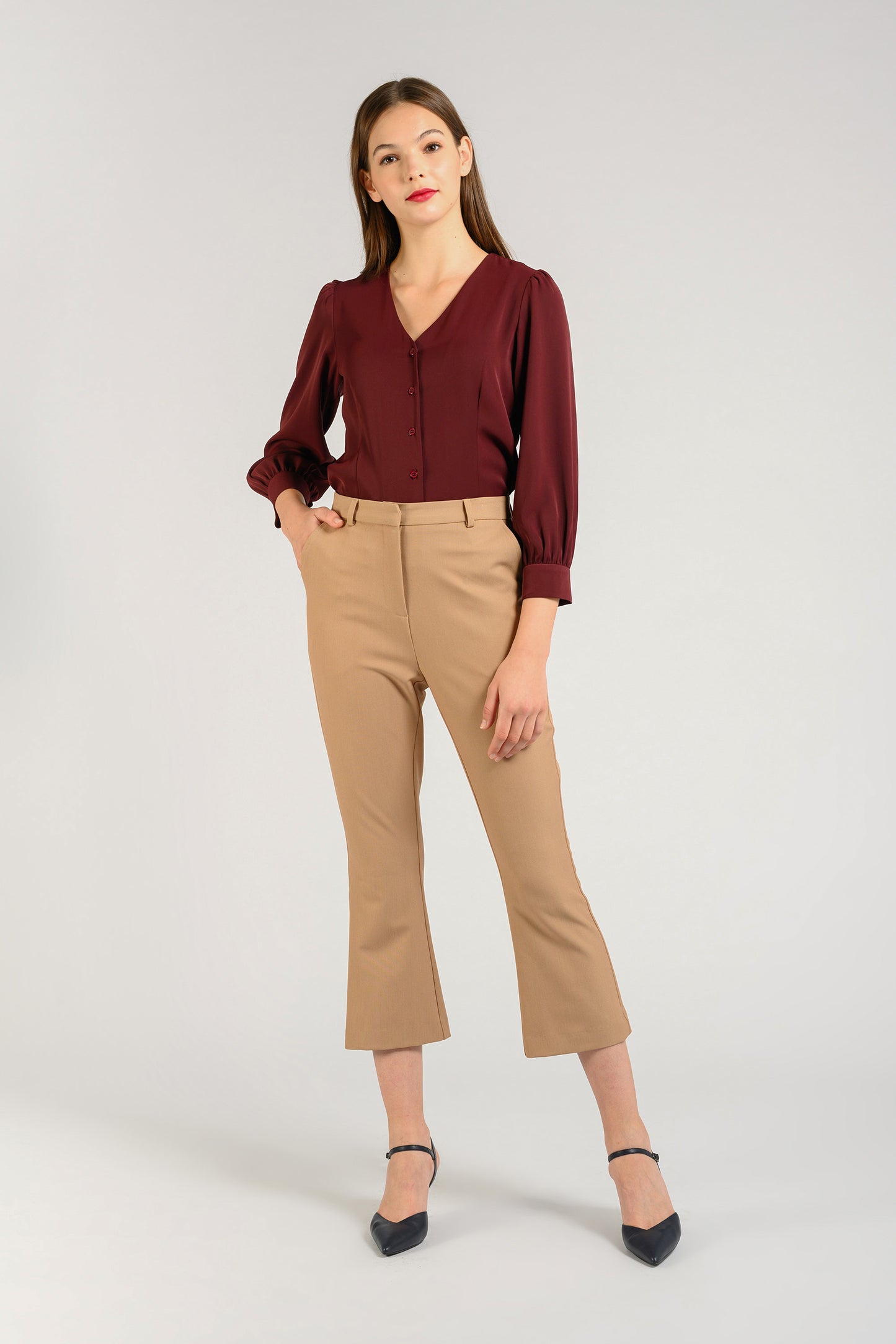 Pants With Mini Flare - Camel