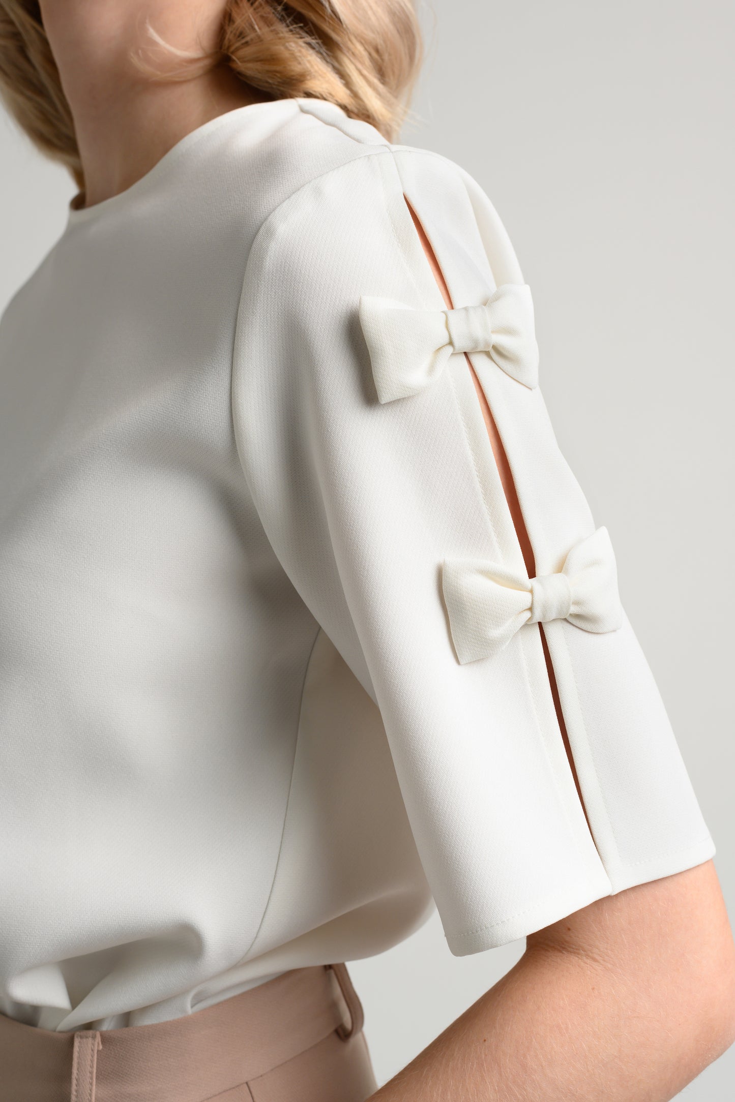 Rosylee Petite Bow Sleeve Blouse - White 5