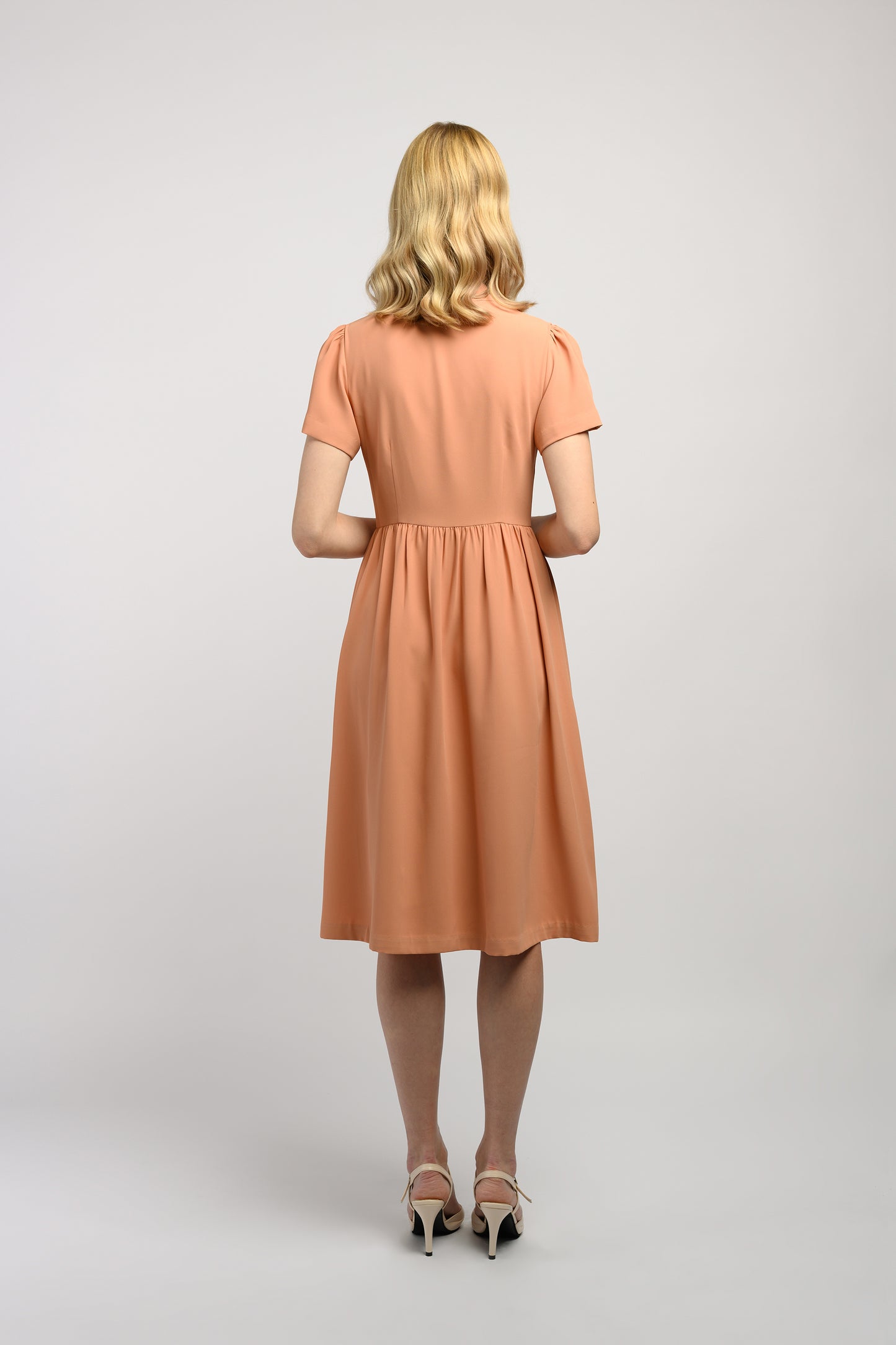 Midi Dress With Knot Detail - Apricot